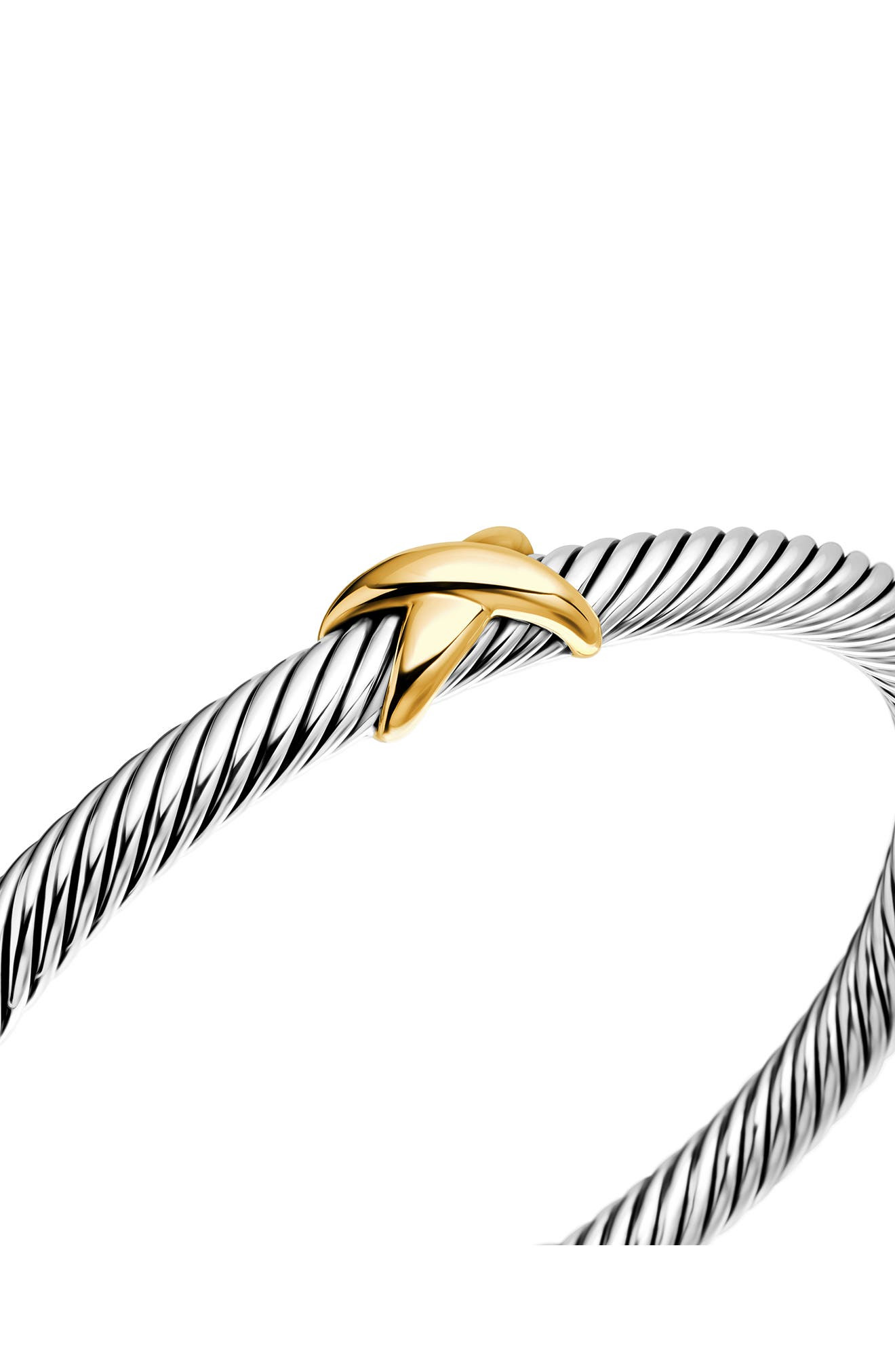 David Yurman X Classic Cable Station Bracelet in Sterling Silver with 14K Gold, 5mm in Two Tone at N - 5