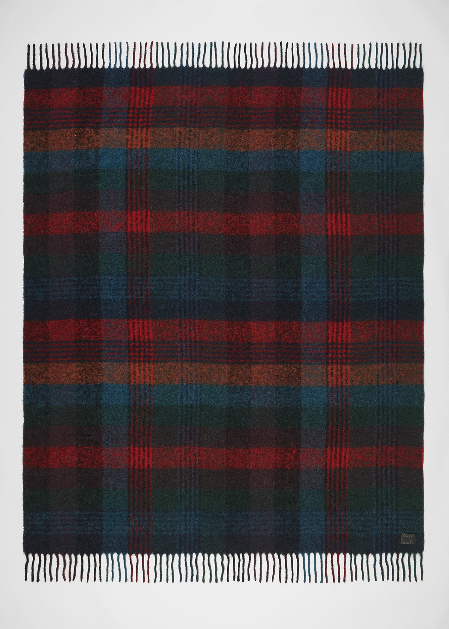 Red Merino Wool Check Blanket - 2