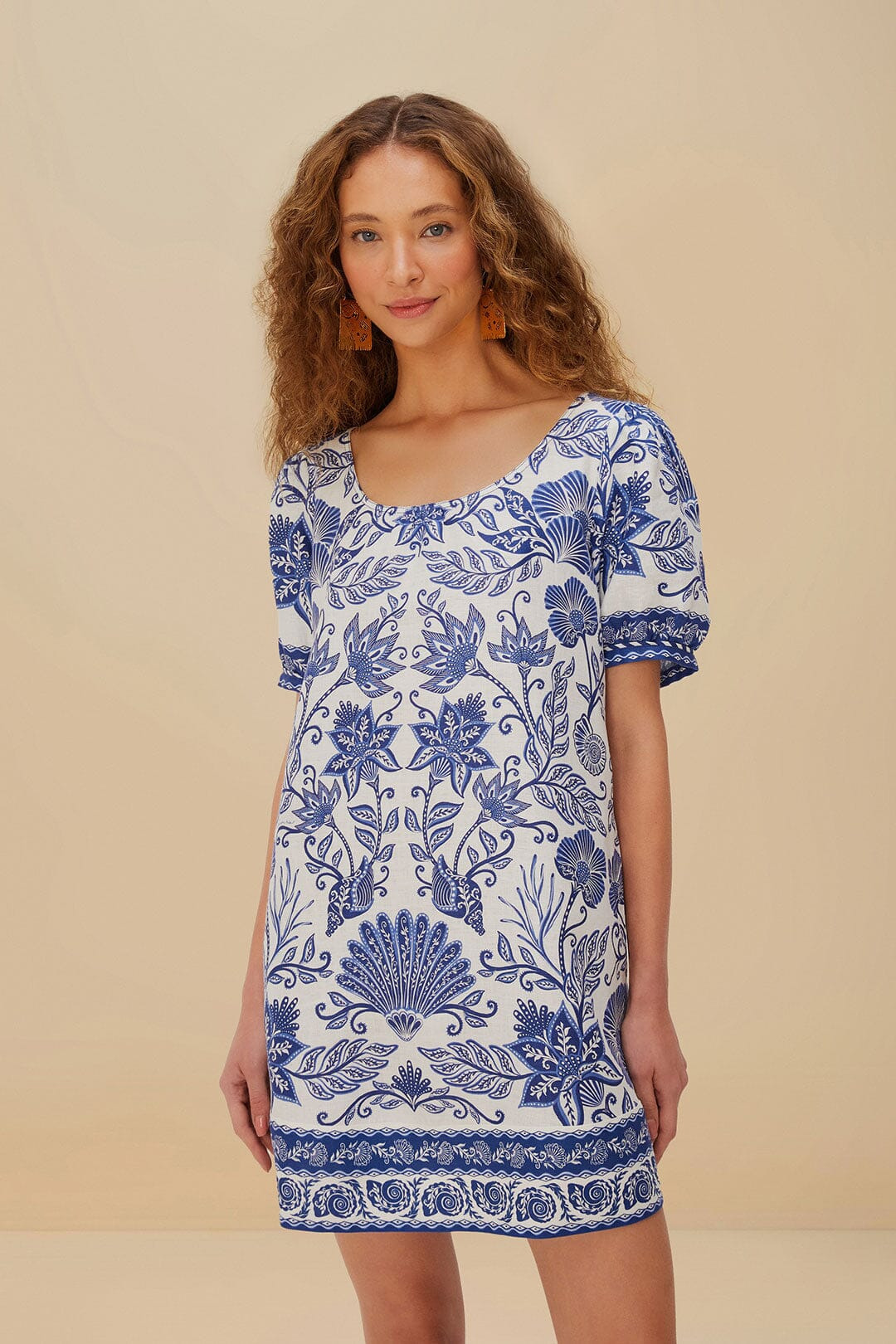 Off-White Shell Garden Euroflax™ Premium Linen Mini Dress - 2