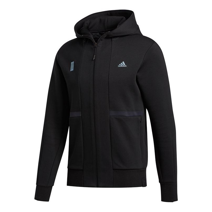 adidas Wj Htt Solid Color hooded Zipper Woven Jacket Black FU6254 - 1