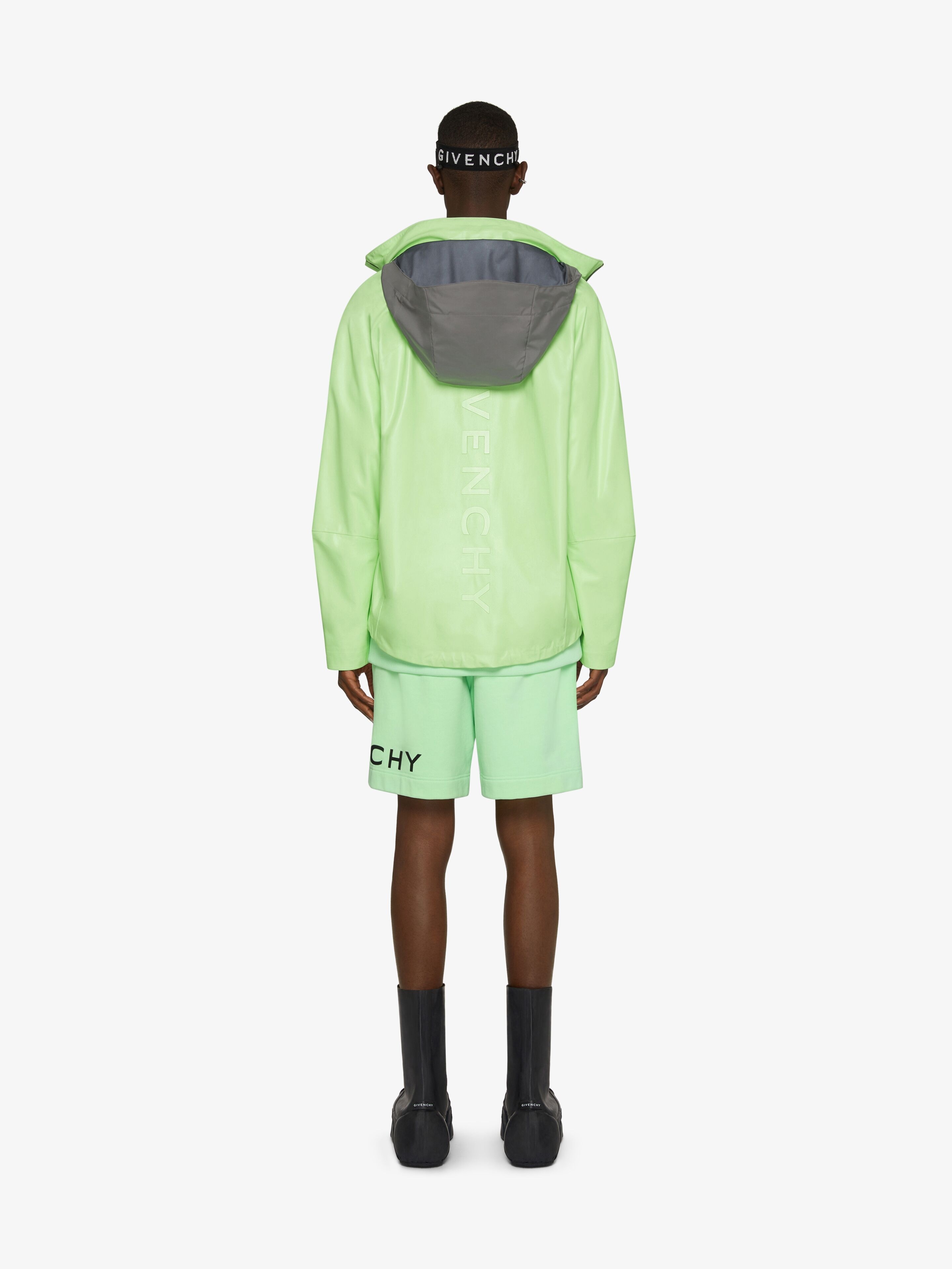 WINDBREAKER IN LEATHER WITH REFLECTIVE DETAILS - 4