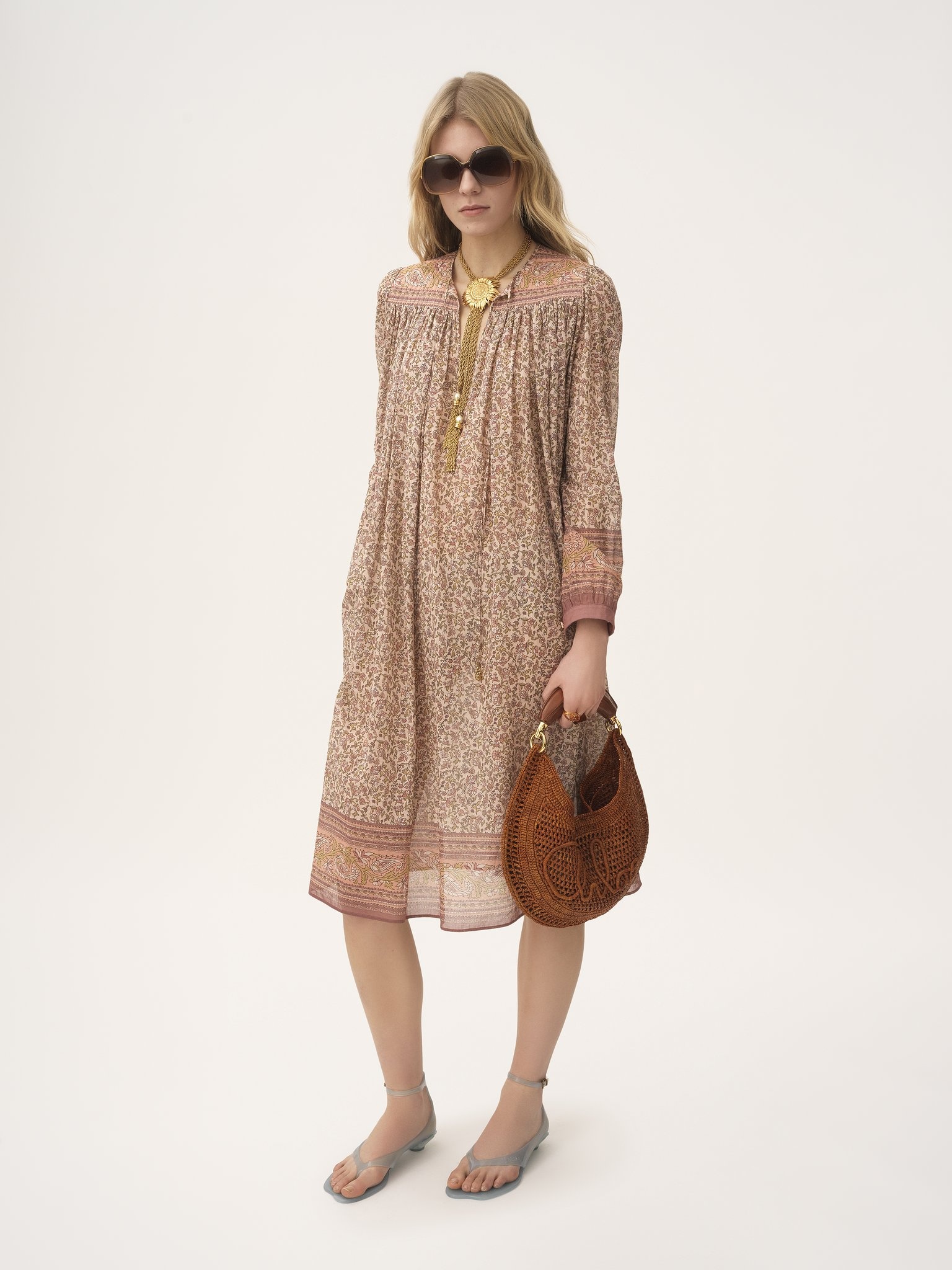 GATHERED TUNIC DRESS IN COTTON VOILE - 3