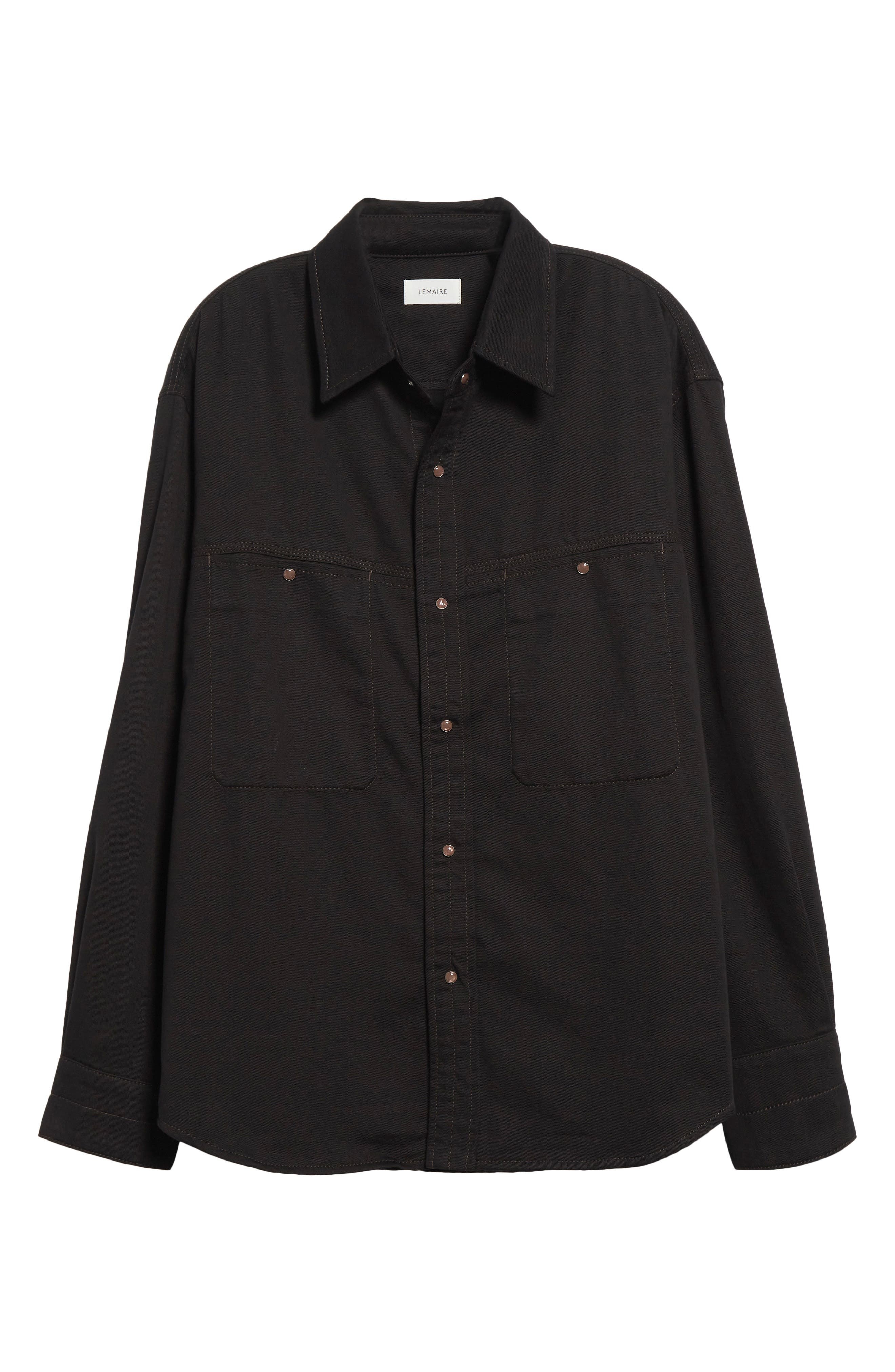 Lemaire Denim Snap-Up Shirt in Black Bk999 at Nordstrom - 6