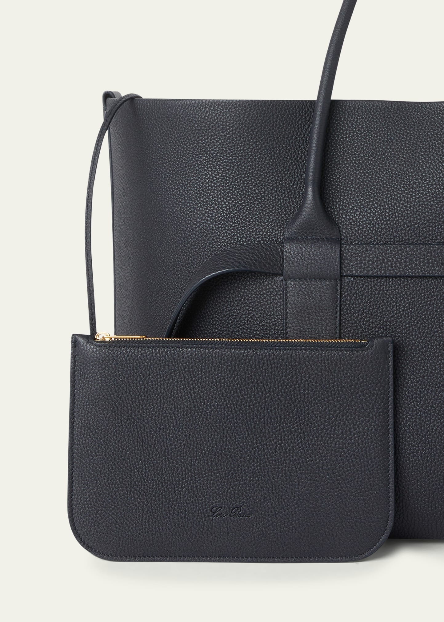 Ghiera Grained Leather & Cashmere Tote Back - 5