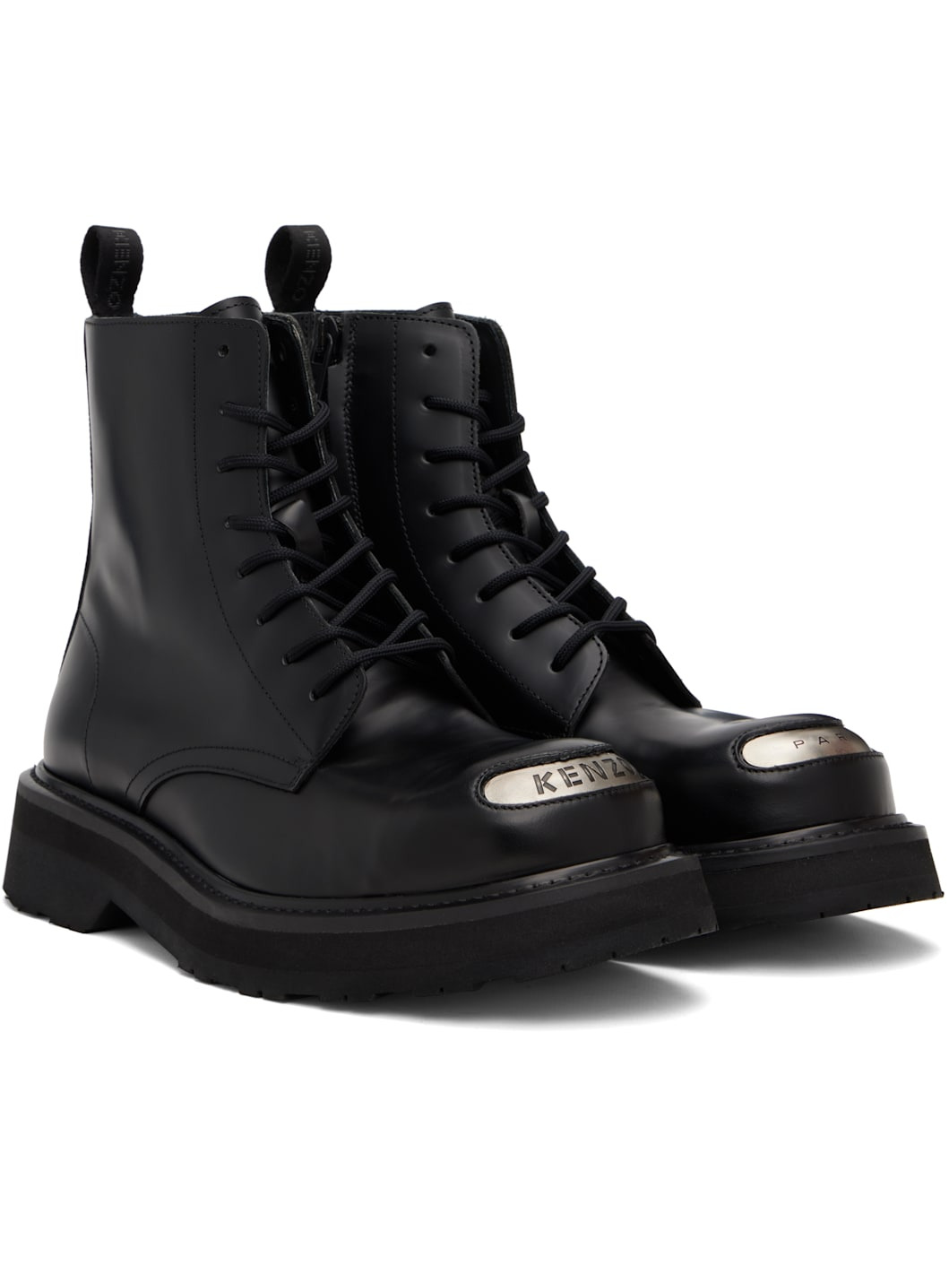 Black Kenzo Paris KENZOSMILE Lace Up Boots - 4
