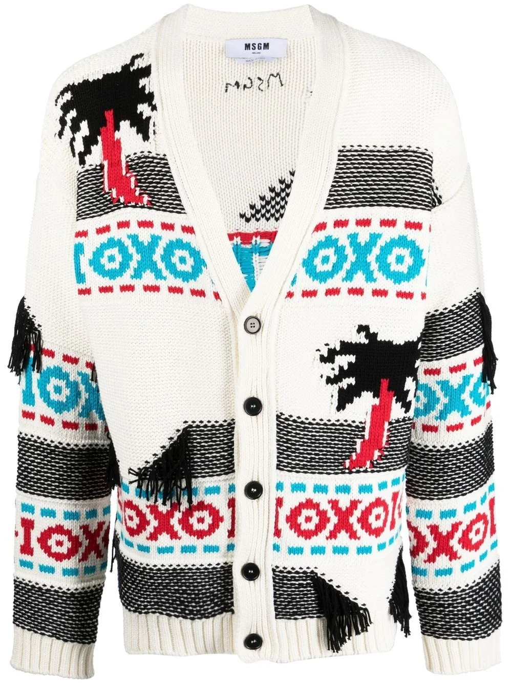 patterned intarsia-knit cardigan - 1