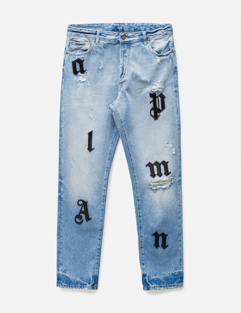 LIGHT WASH LOGO JEANS - 1