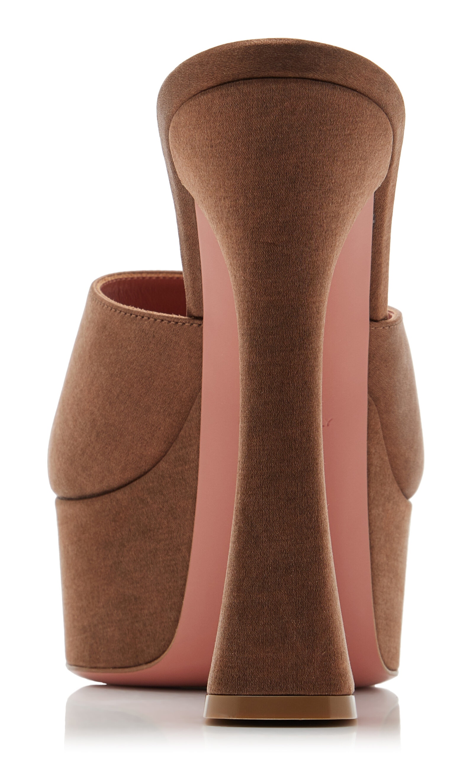 Amina Muaddi Dalida Satin Platform Sandals brown