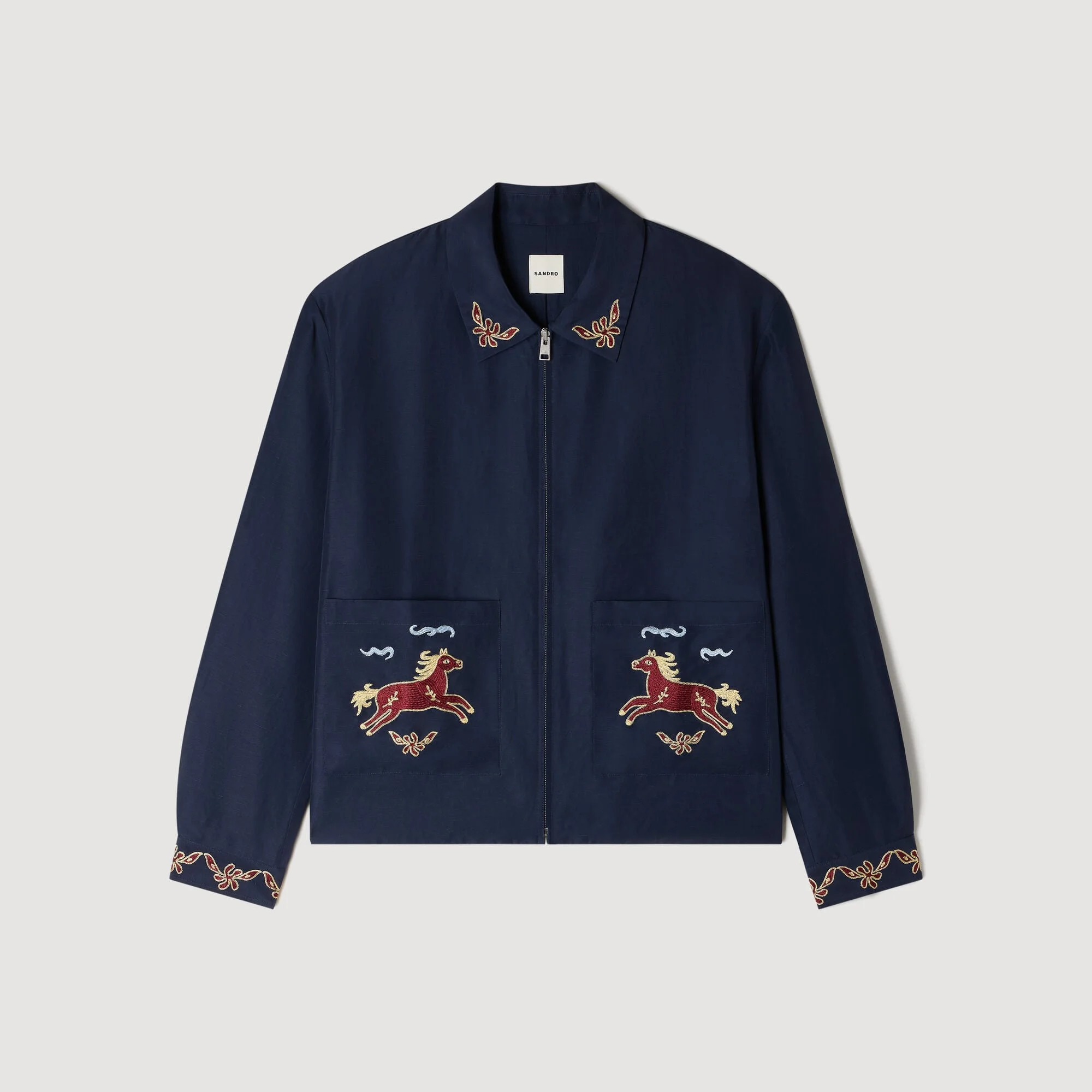 EMBROIDERED WING COLLAR JACKET - 1