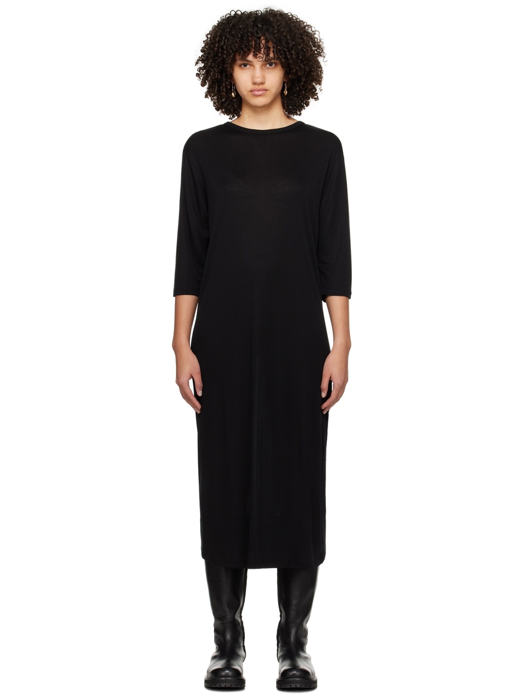 Black Crewneck Maxi Dress - 1