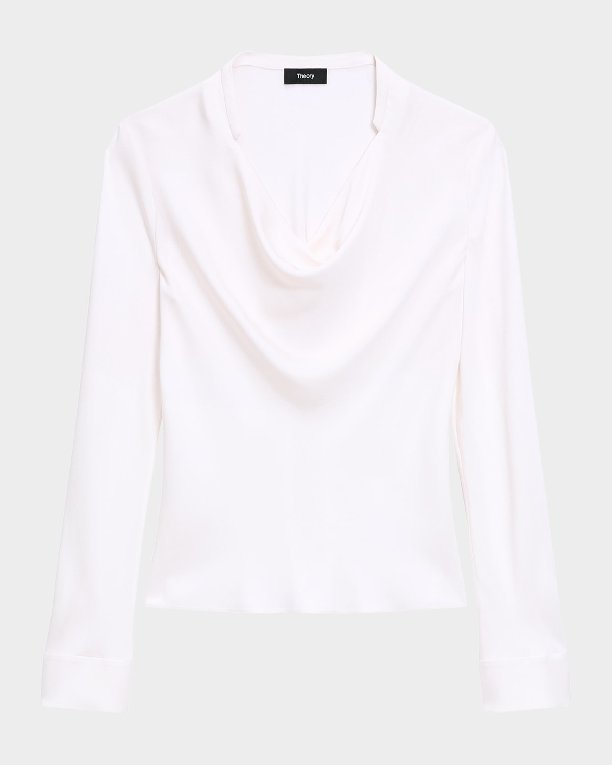 Draped Long-Sleeve Silk Blouse - 1
