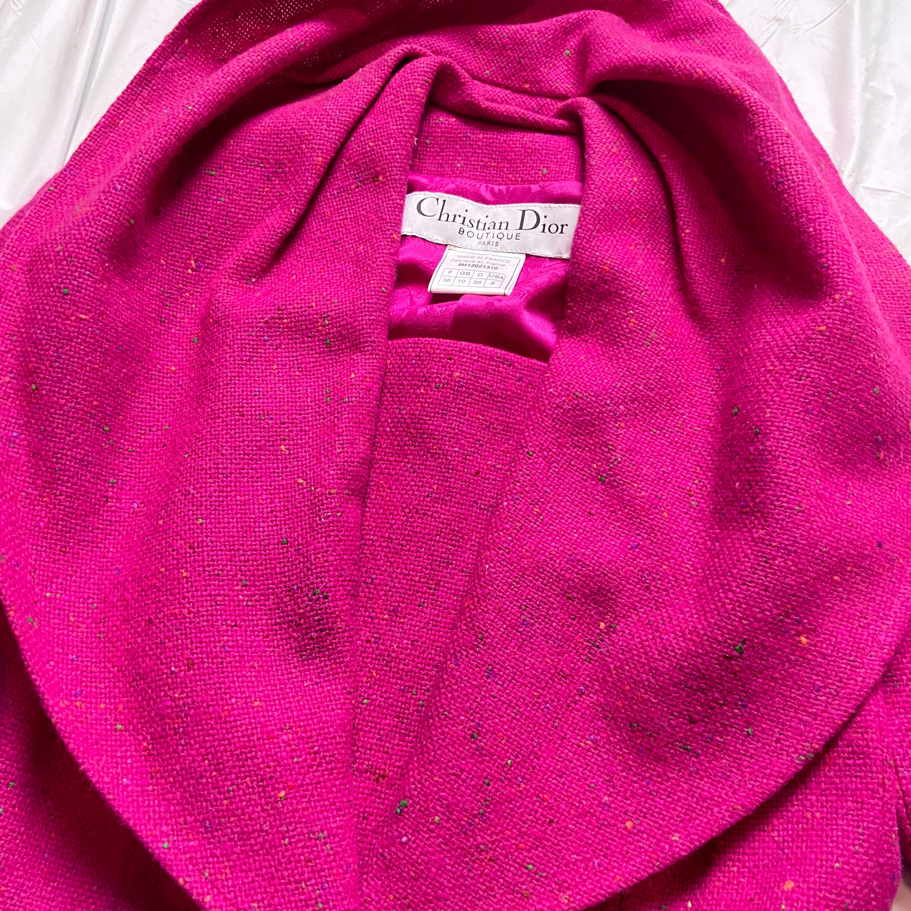 Dior fw1998 galliano pink sprinkle wool blazer coat bar jacket - 8