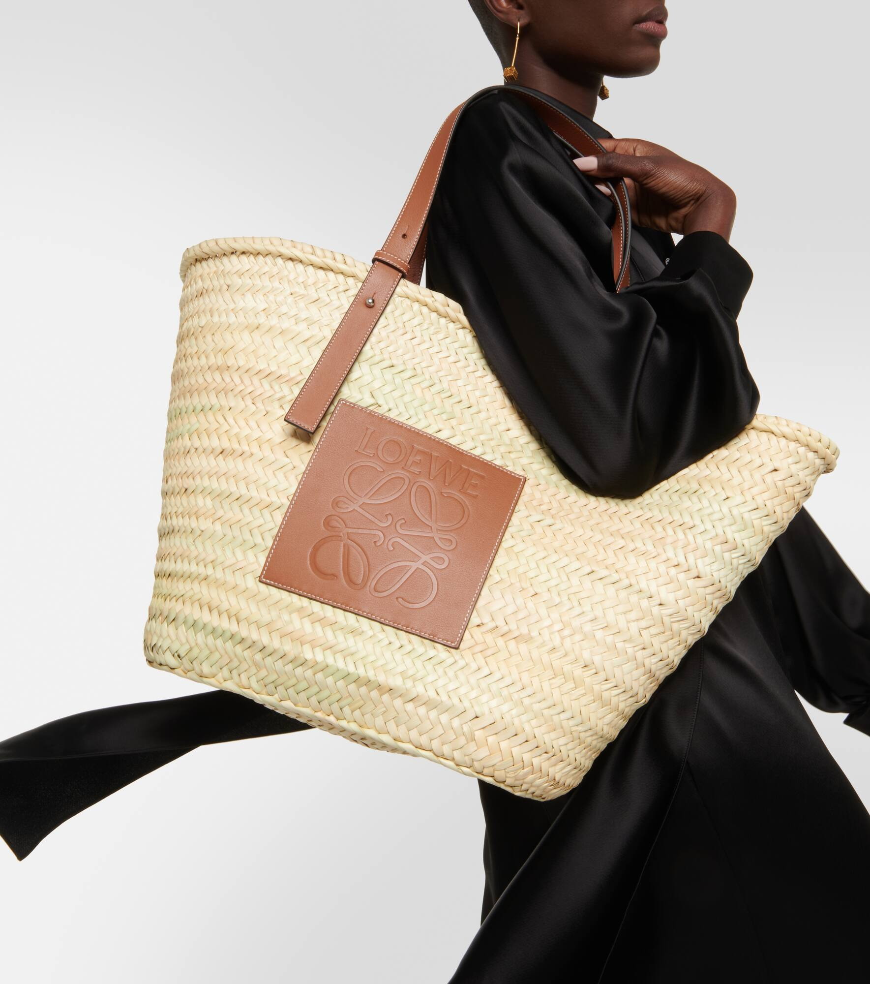 Large leather-trimmed basket tote - 2
