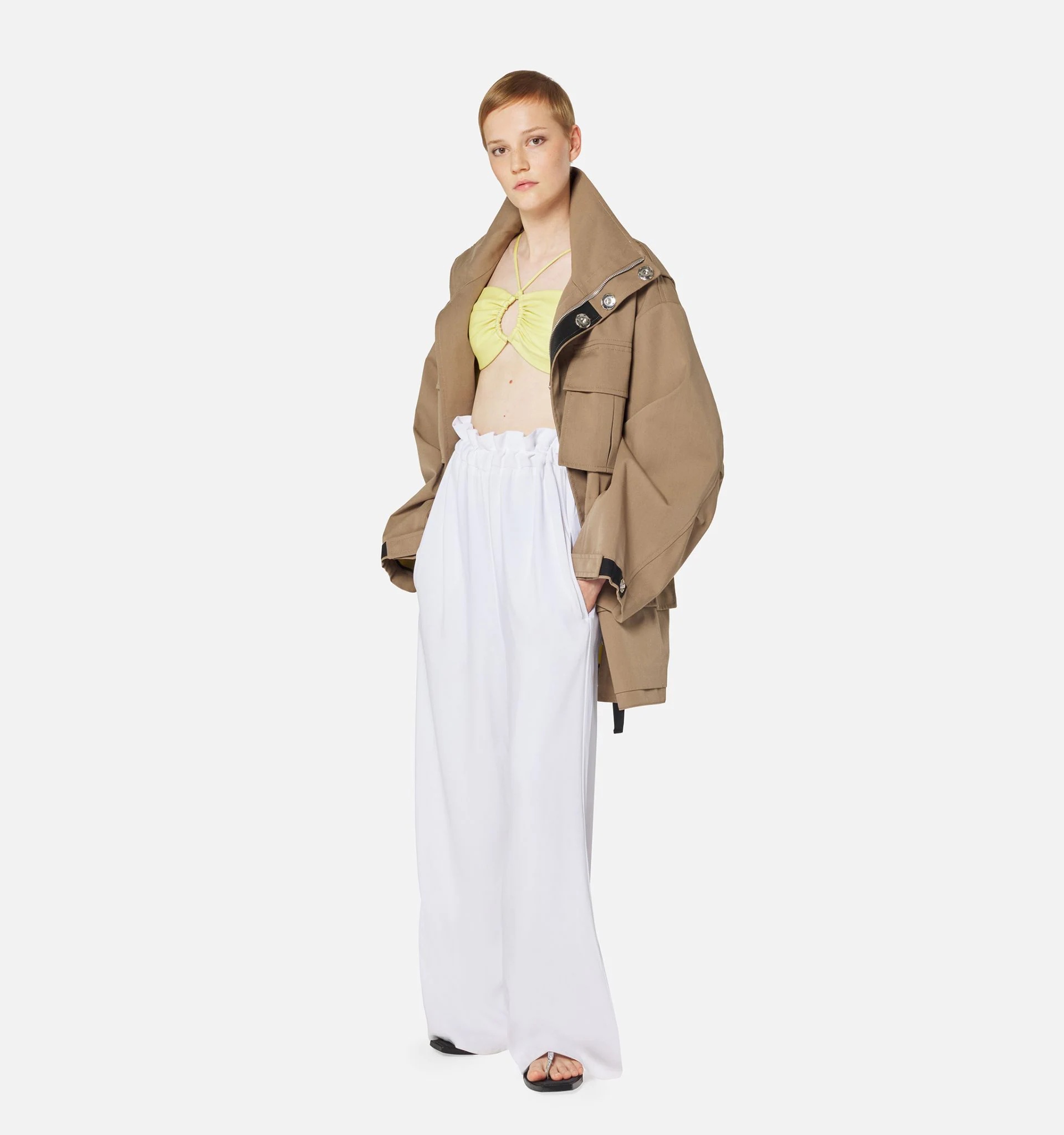 Flared Trousers With Elasticated Waist - 2