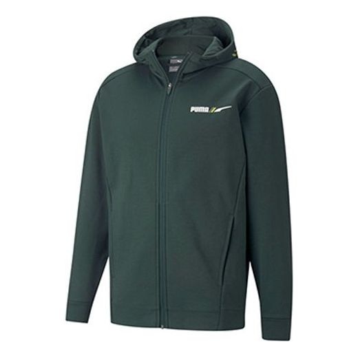 PUMA Winterized Logo Sports Fleece Lined Hooded Jacket Green 846528-80 - 1