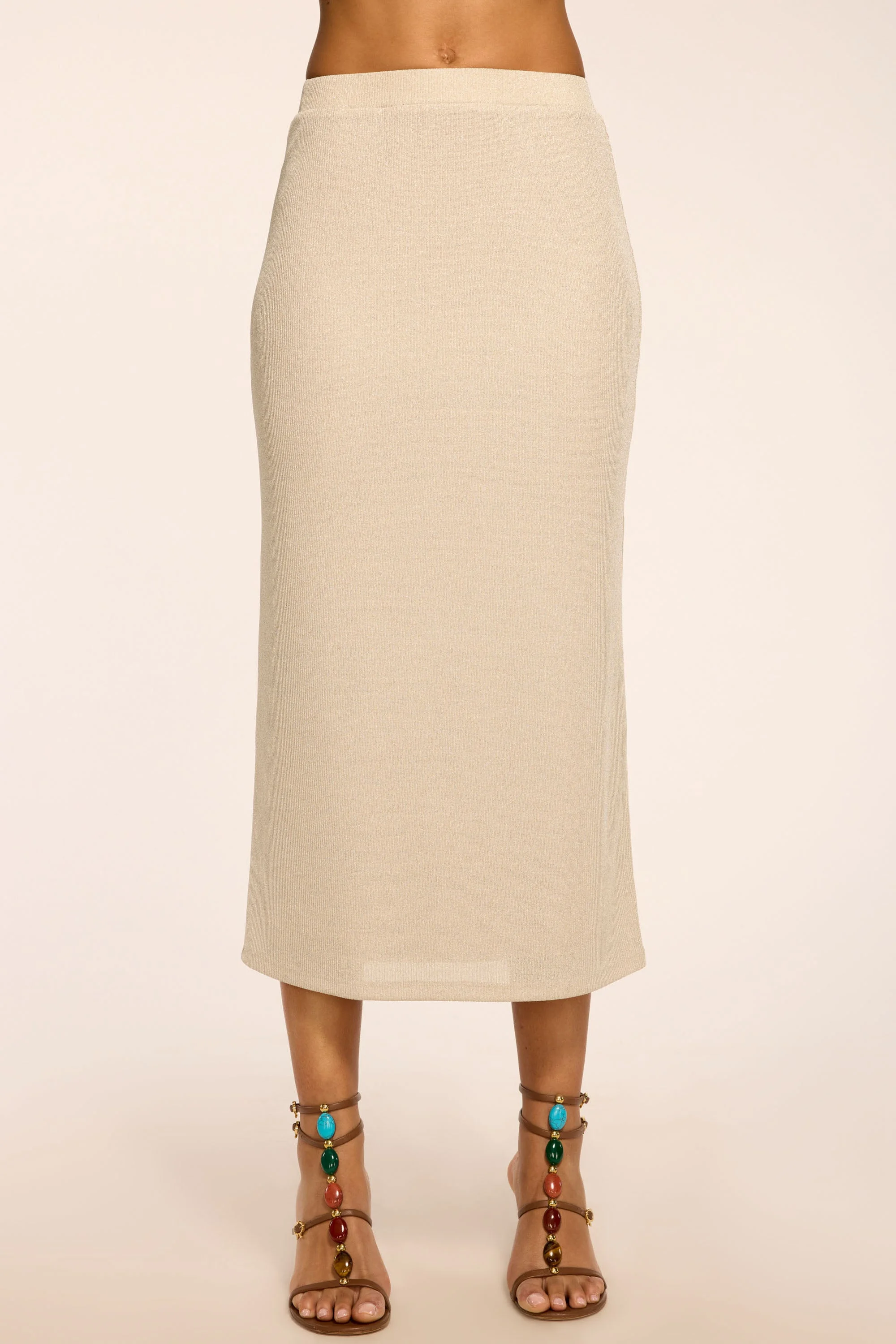 Jade Lurex Knit Midi Skirt - 1