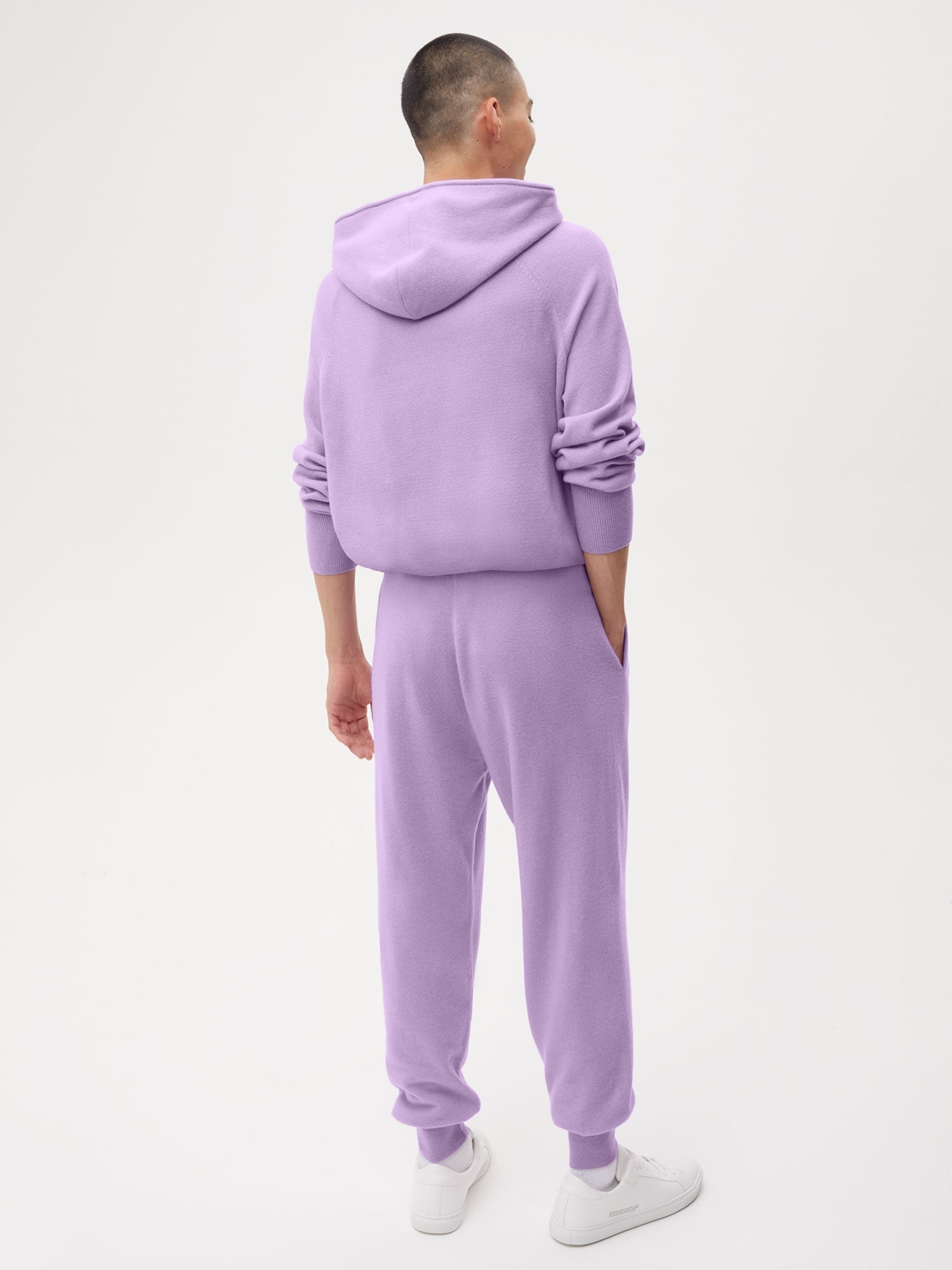 Mens Recycled Cashmere Track Pants - Orchid Purple - 2