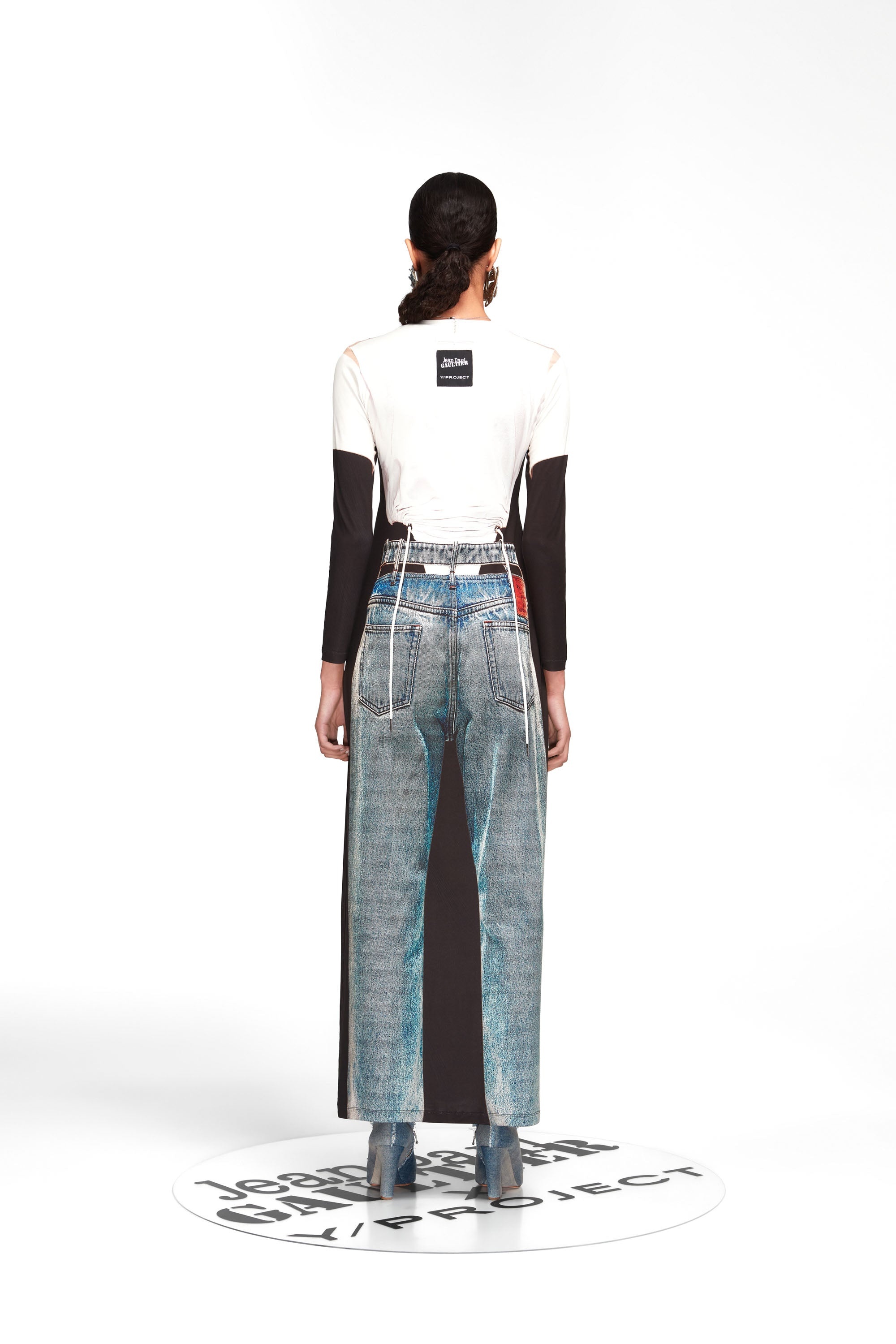 Trompe L'Oeil Y Belt Denim Maxi Dress - 5