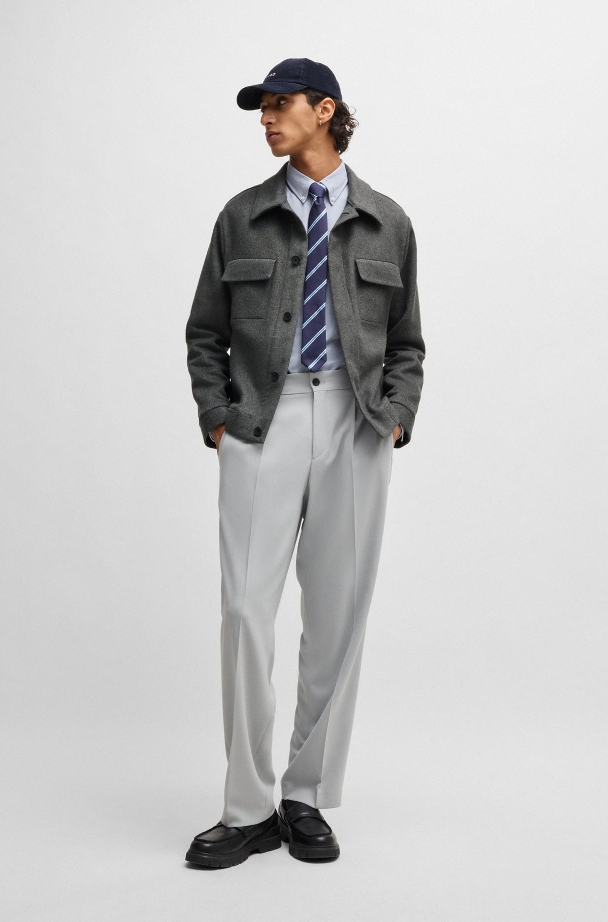REGULAR-FIT JACKET WITH CONCEALED CLOSURE AND SHIRT COLLAR - 3