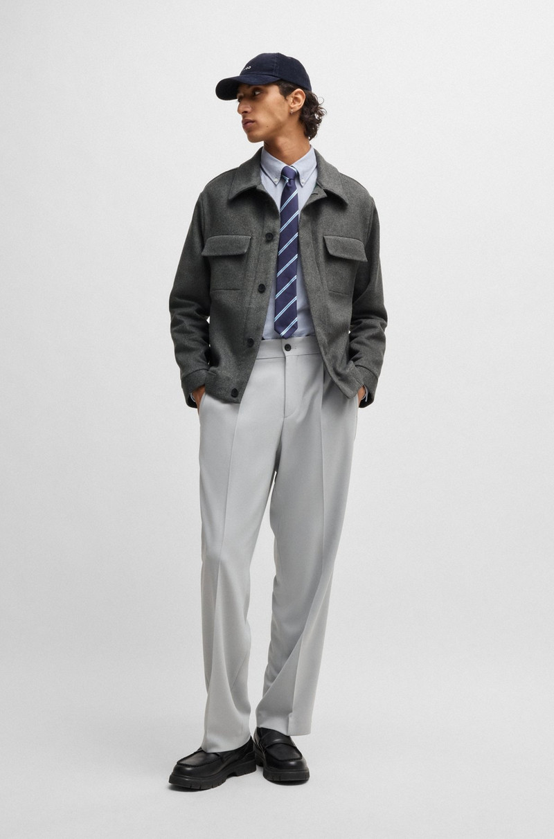 HUGO REGULAR-FIT JACKET WITH CONCEALED CLOSURE AND SHIRT COLLAR outlook