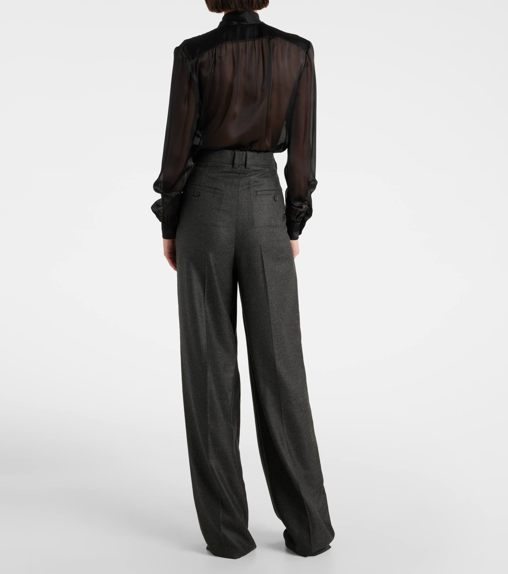 Pleated cashmere wide-leg pants - 3