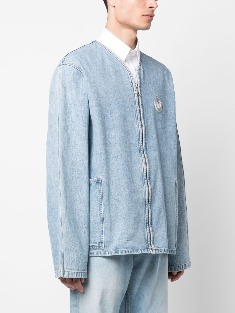 zip-up denim jacket - 3