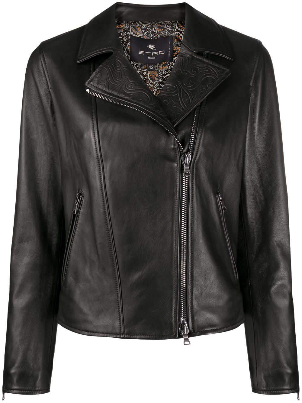 embossed biker jacket - 1