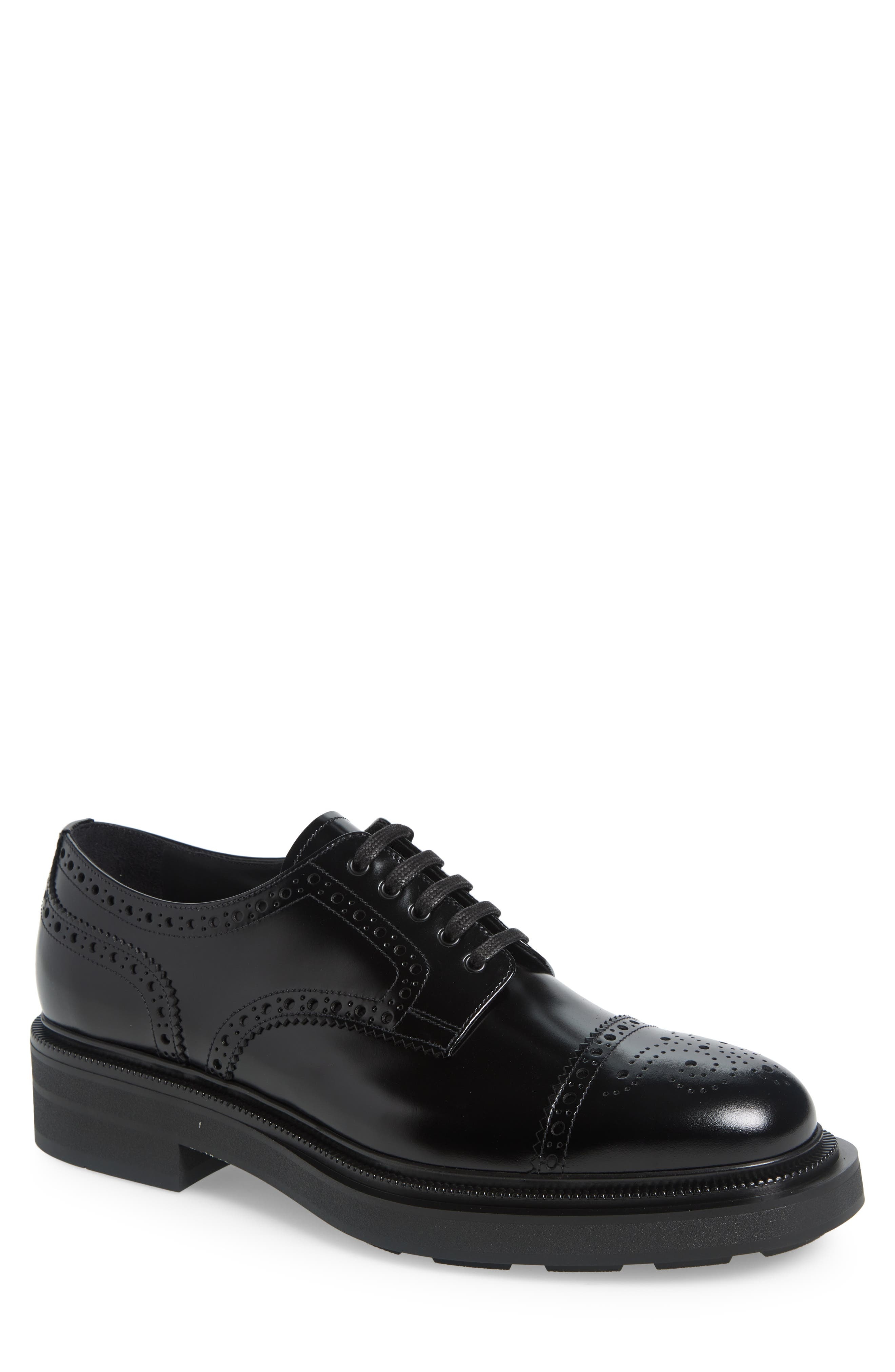Prada Tyrone Brogue Cap Toe Derby in Nero at Nordstrom - 1