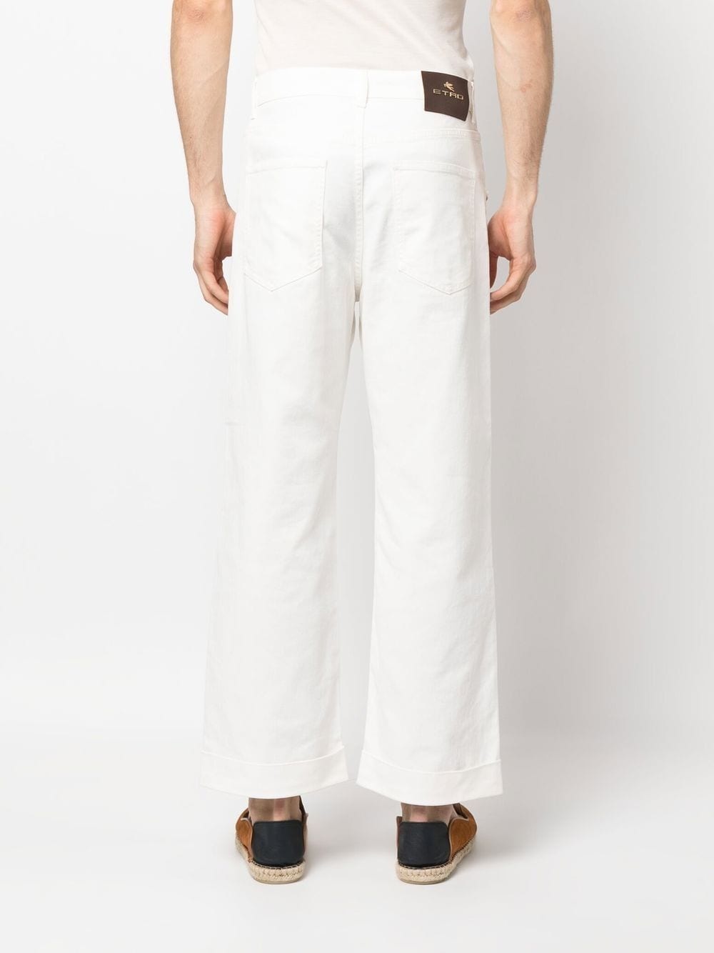 tonal-embroidered cotton trousers - 4