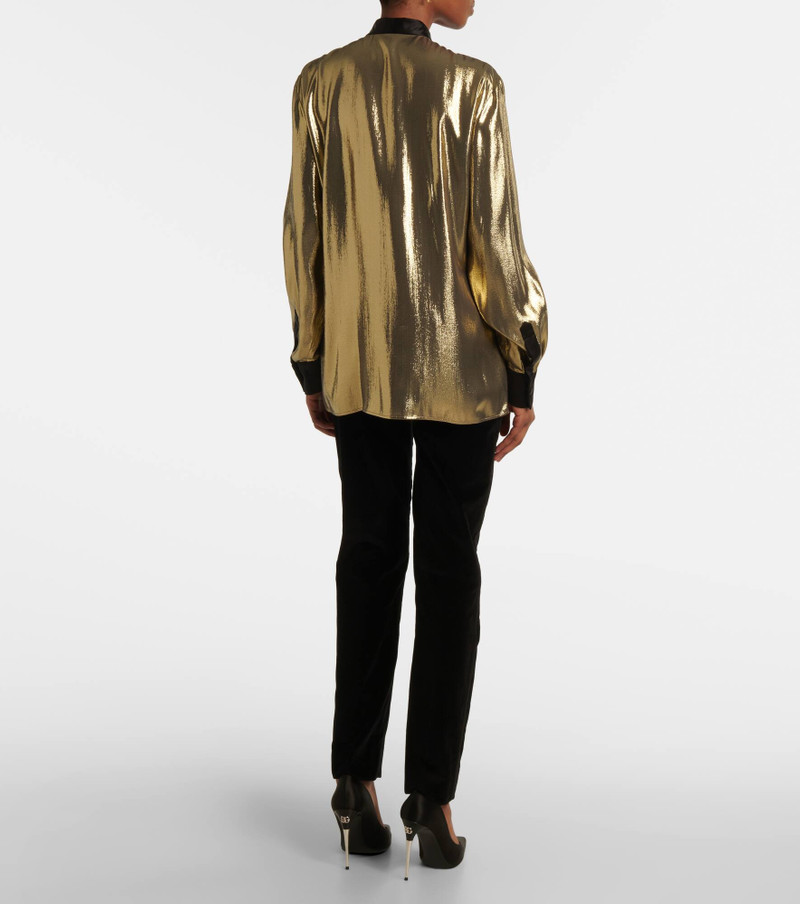 Tie-neck silk-blend lamé blouse 3
