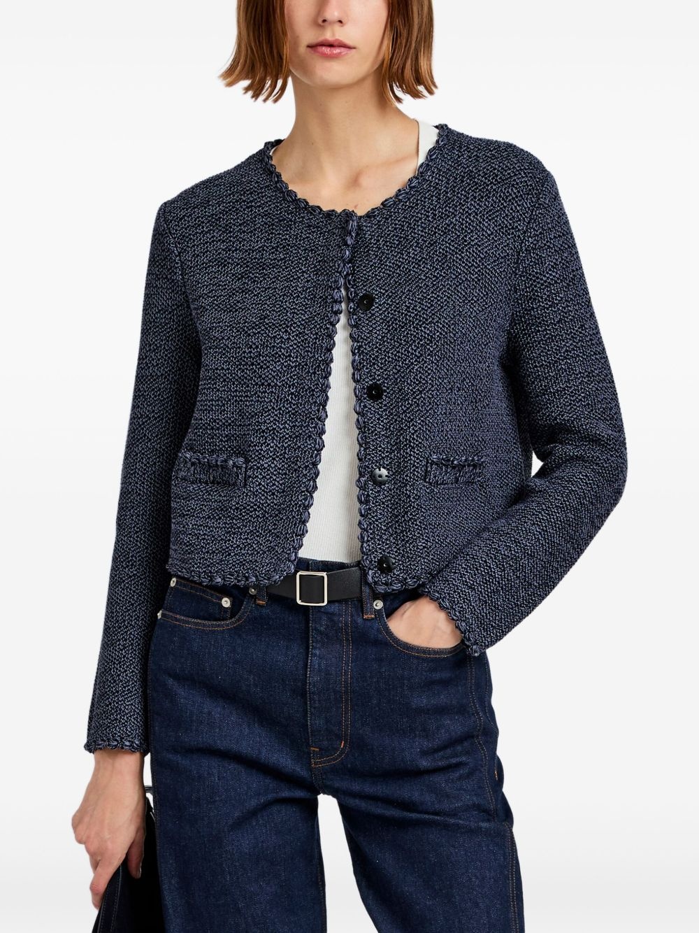 scallop-hem cropped jacket - 5