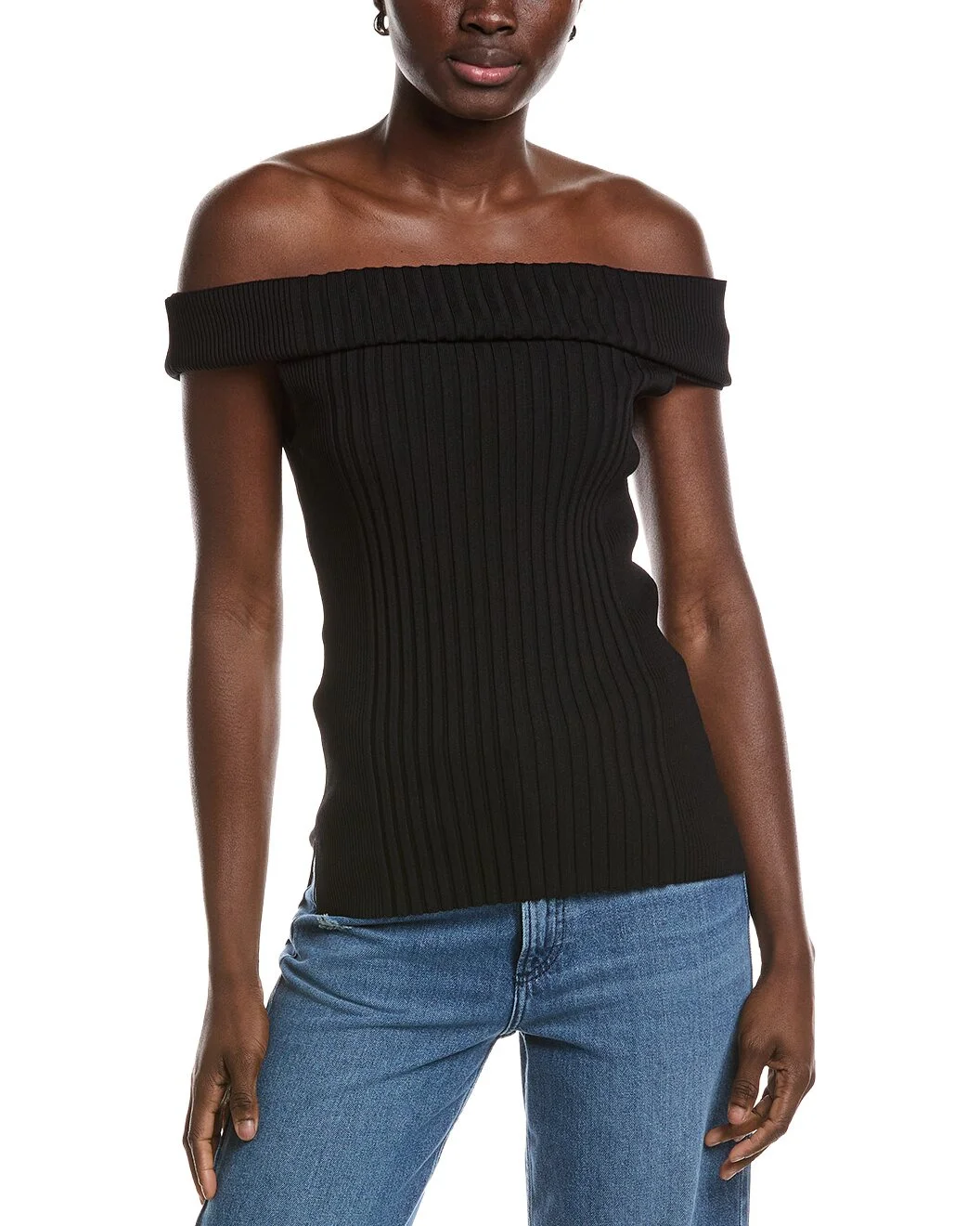 GANNI Melange Knit Off Shoulder Top - 1