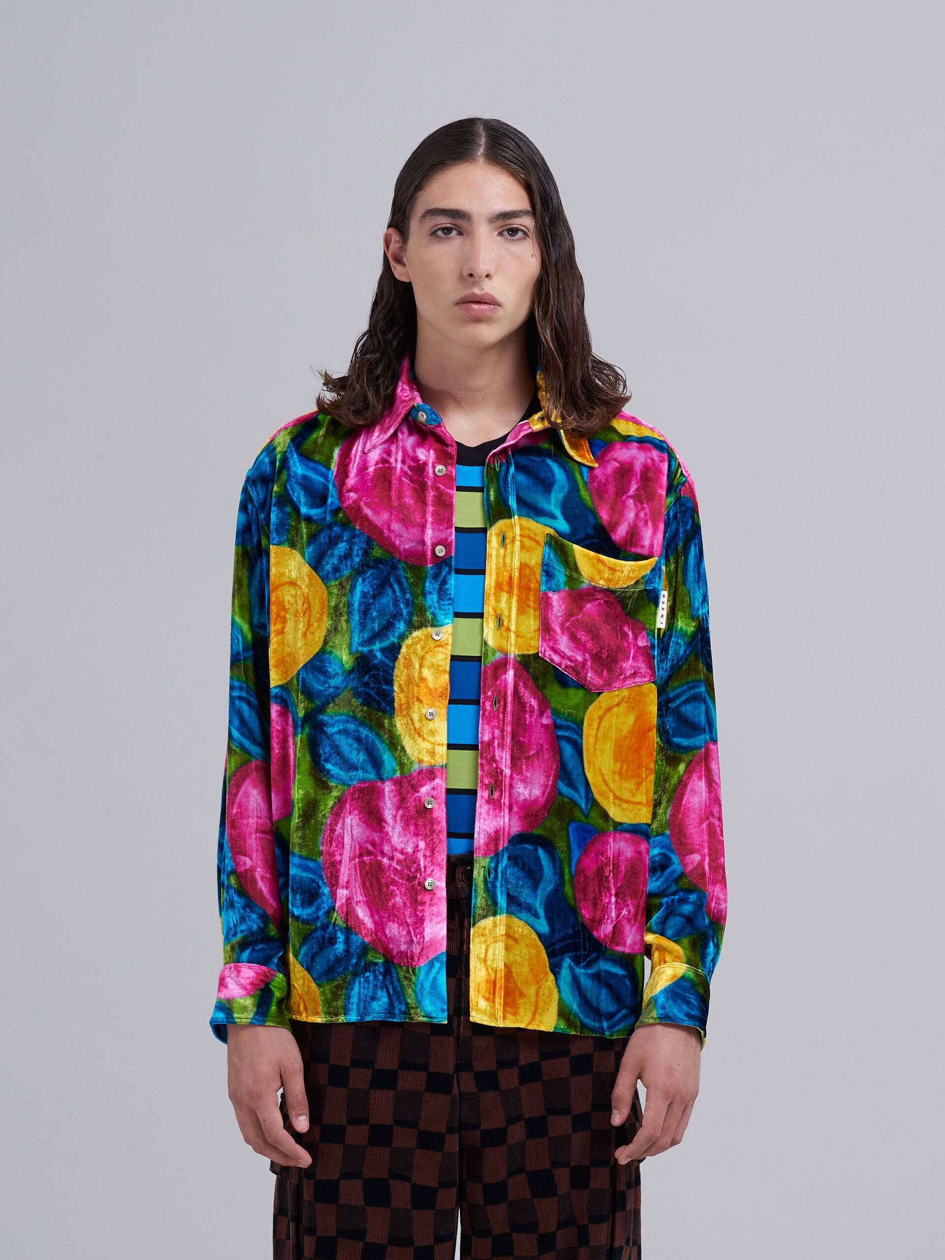 SPRING RITE PRINT CRINKLED VELVET SHIRT - 2