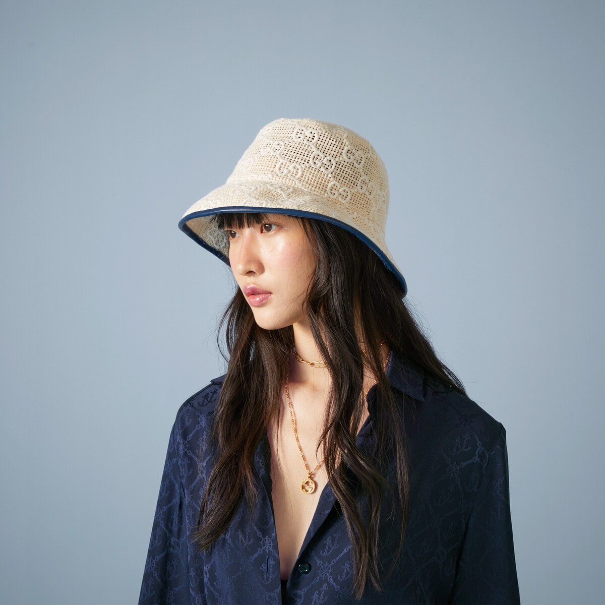 GG embroidered cotton bucket hat - 3