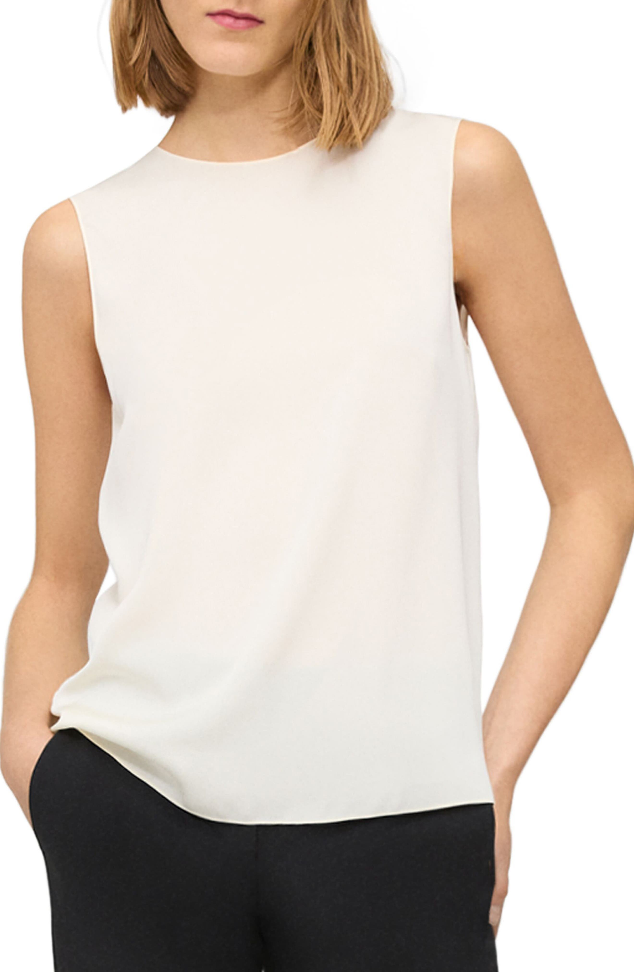Theory Sleeveless Silk Blouse in Ivory at Nordstrom - 5