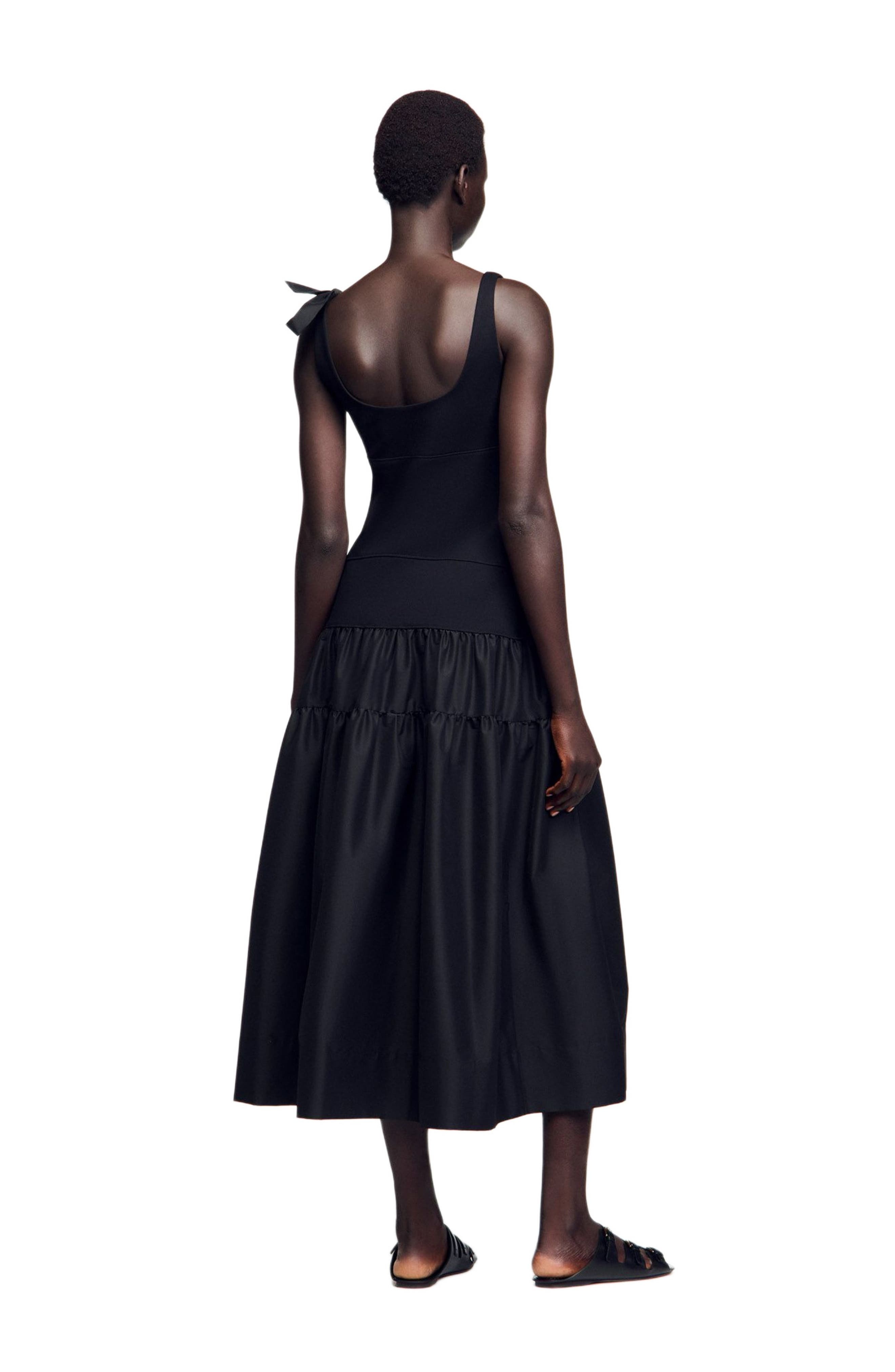 SANDRO Long dual-material dress in Black at Nordstrom - 2
