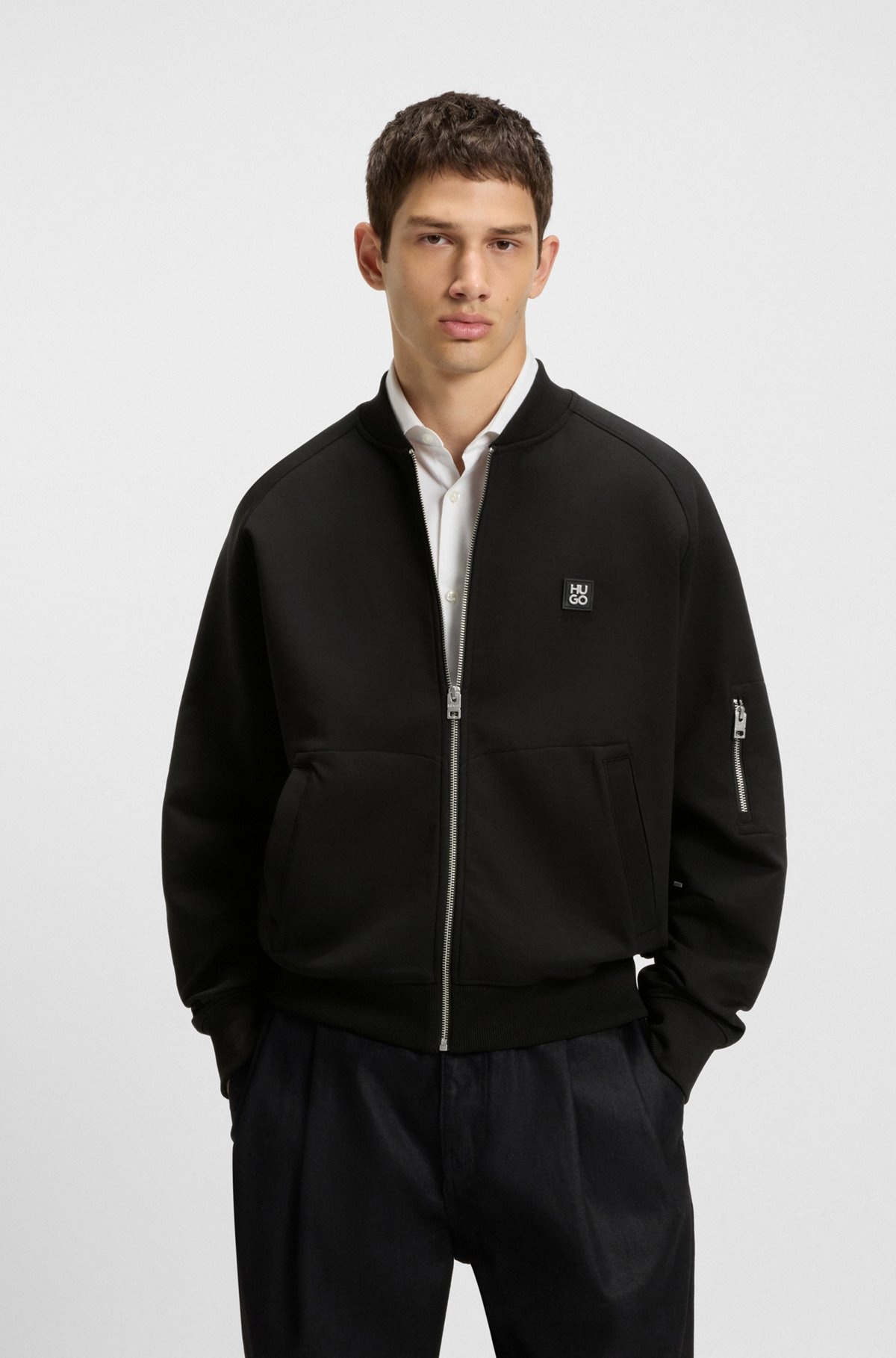 OVERSIZE-FIT BOMBER JACKET IN JERSEY - 2