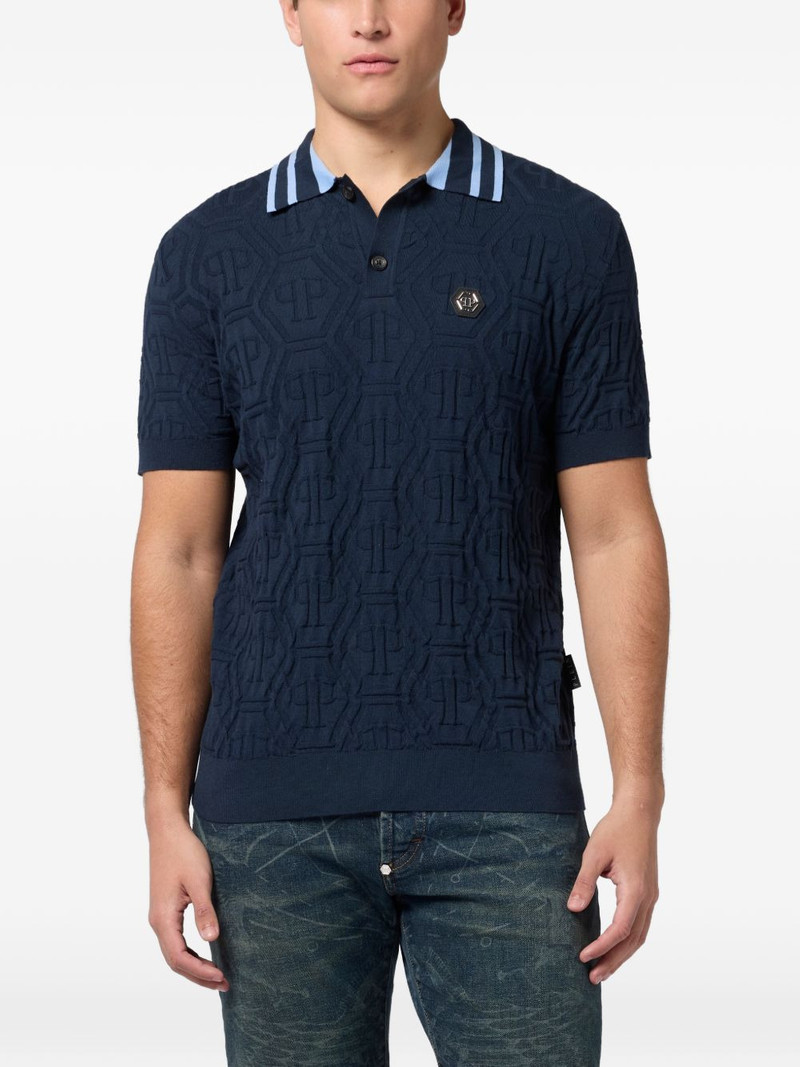 PHILIPP PLEIN monogram-jacquard polo shirt outlook