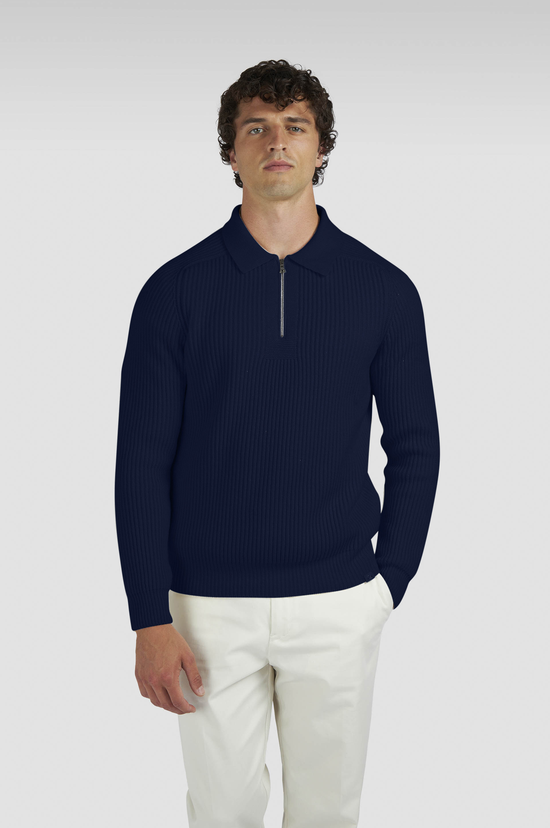 ZIPPED RE-WOOL POLO SHIRT - 6