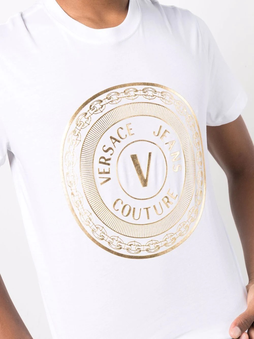 metallic logo-print T-shirt - 5