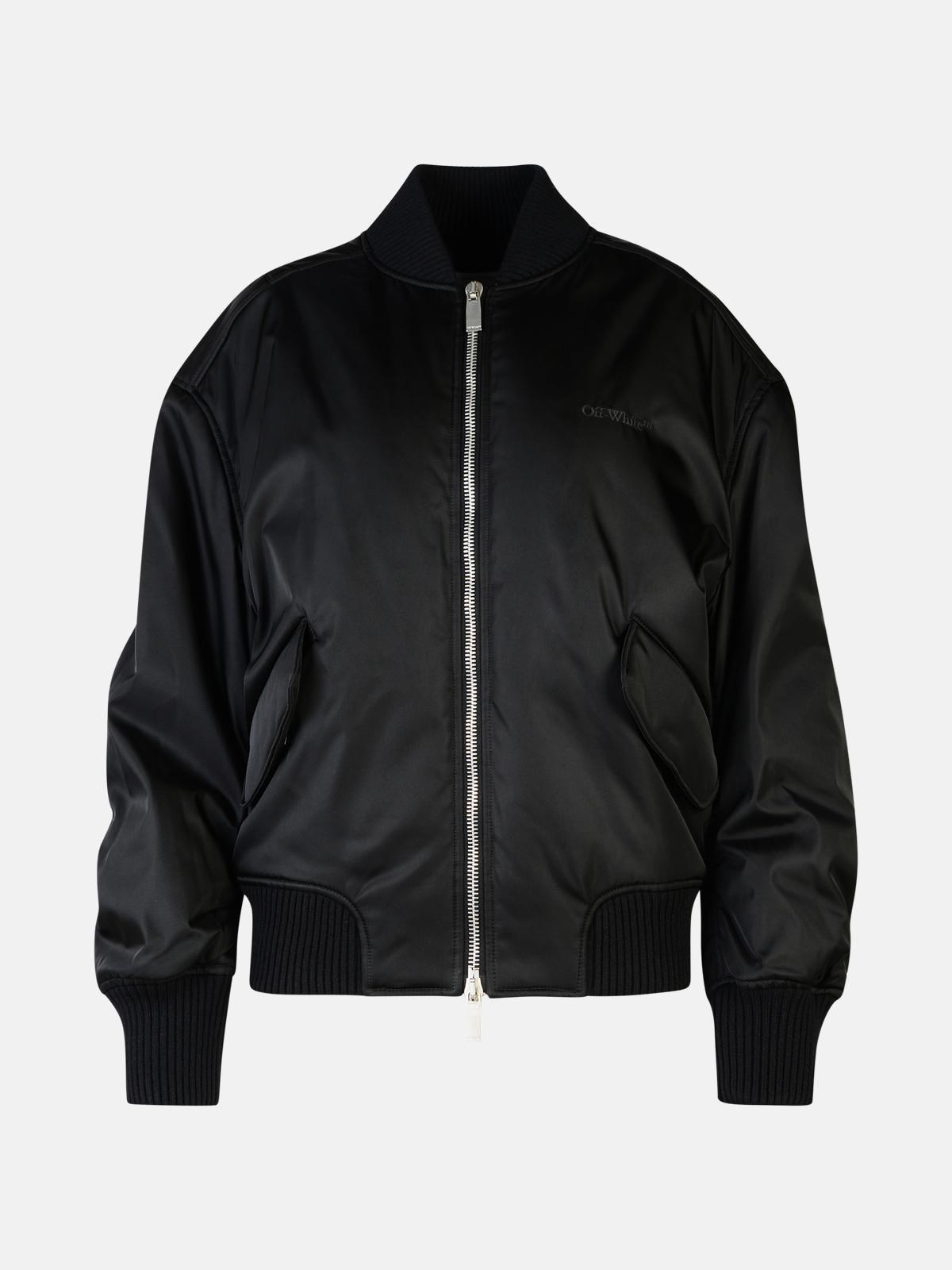 'NY' BLACK POLYAMIDE BOMBER JACKET - 1