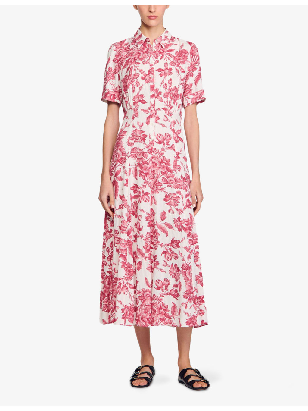 Floral-Print Short-Sleeve Woven Midi Dress - 2