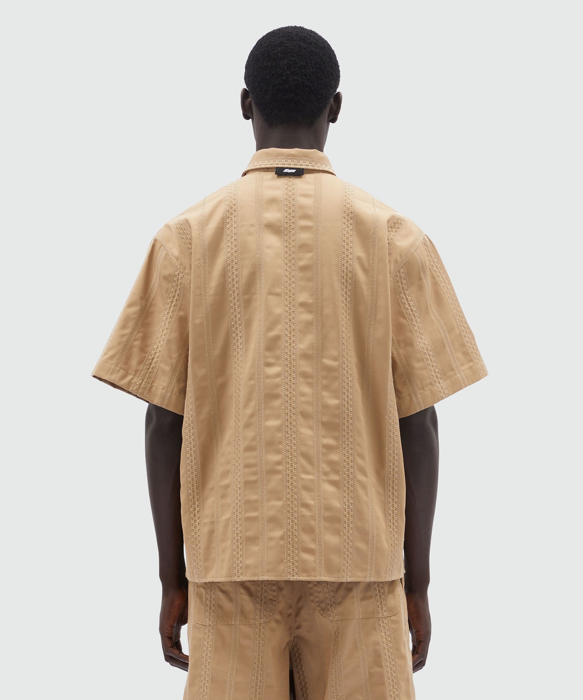 Gabardine shirt with stripes and embroidery - 3