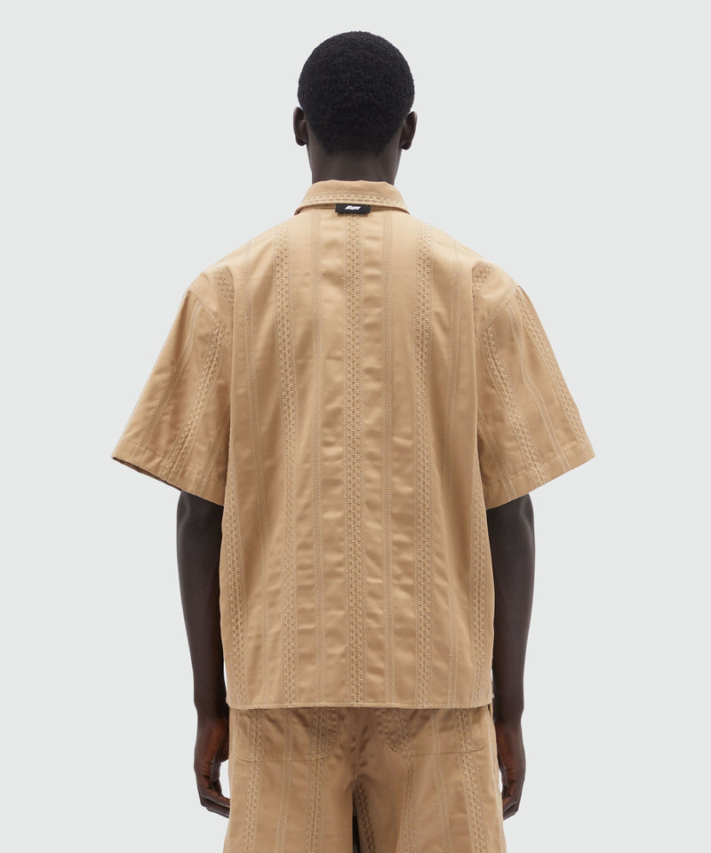 Gabardine shirt with stripes and embroidery 3