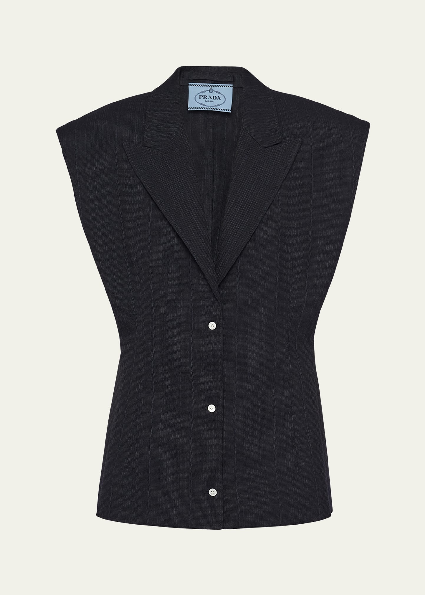 Belted Cap-Sleeve Wool Vest - 1