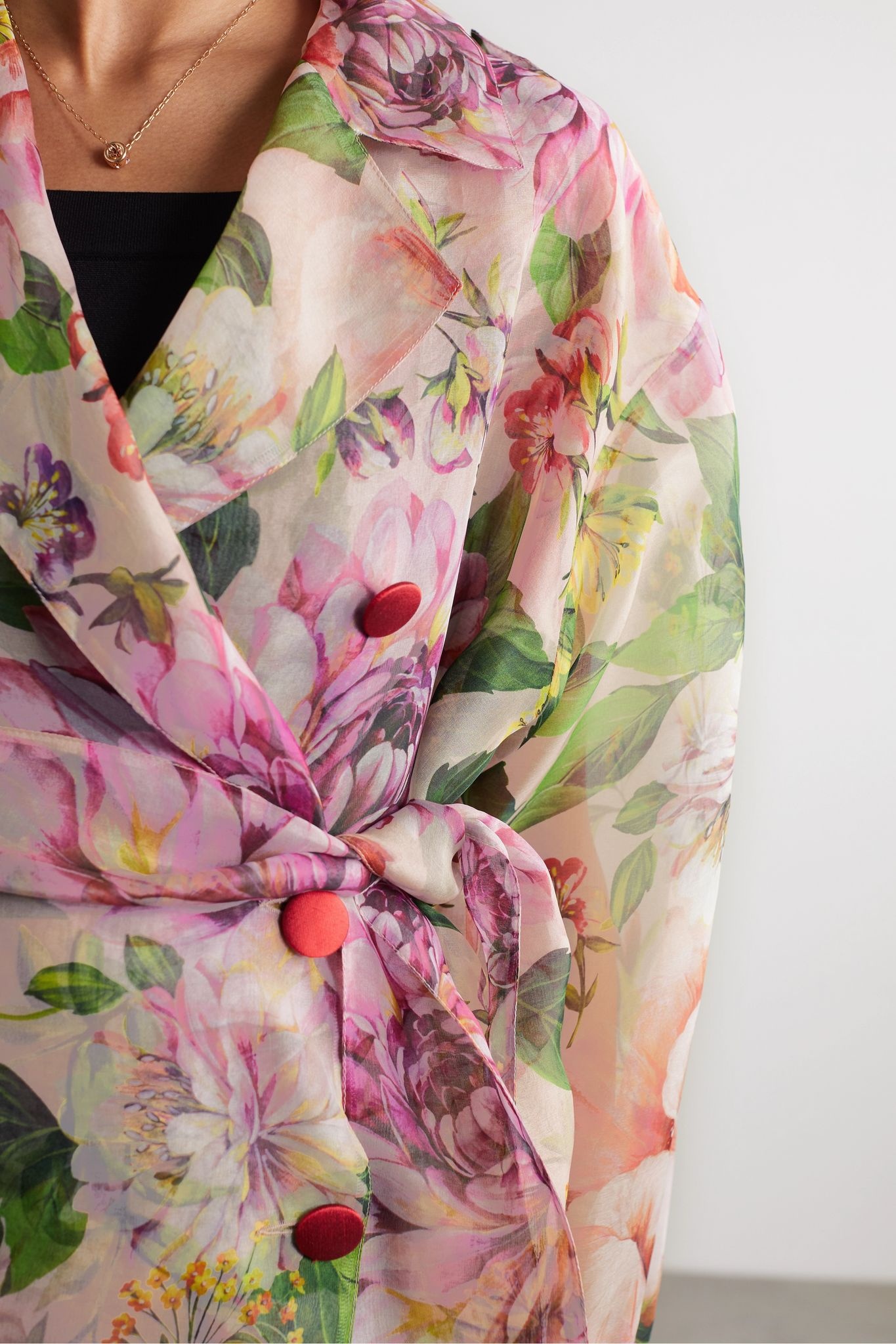 Floral-print silk-organza trench coat - 3