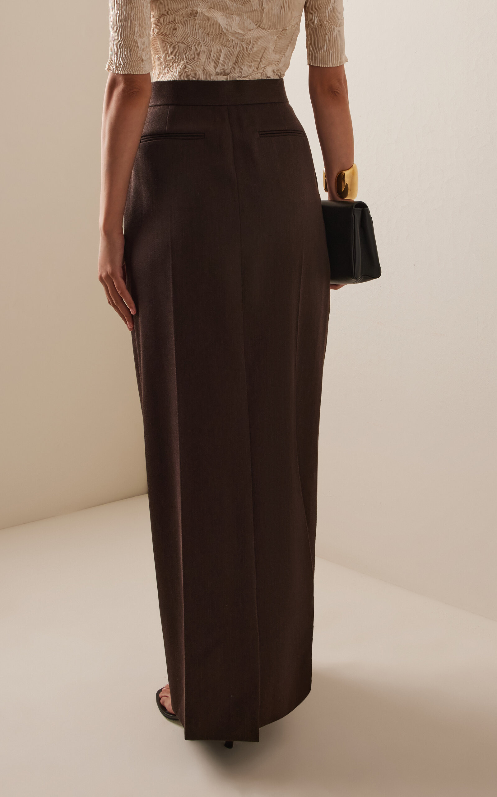 Rae Tailored Wool Skirt brown - 4