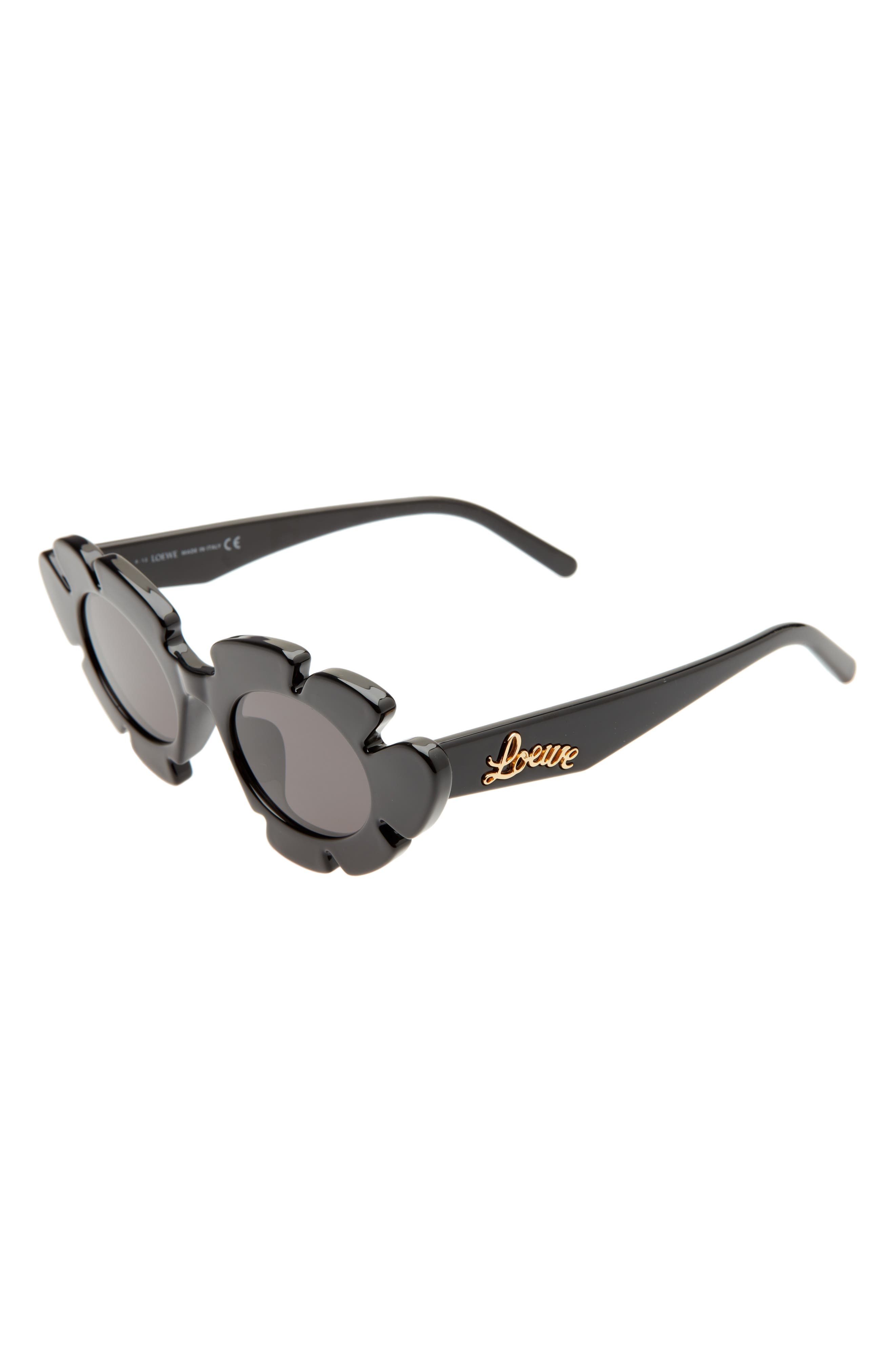 Loewe 47mm Tinted Oval Sunglasses in Shiny Black /Smoke at Nordstrom - 2