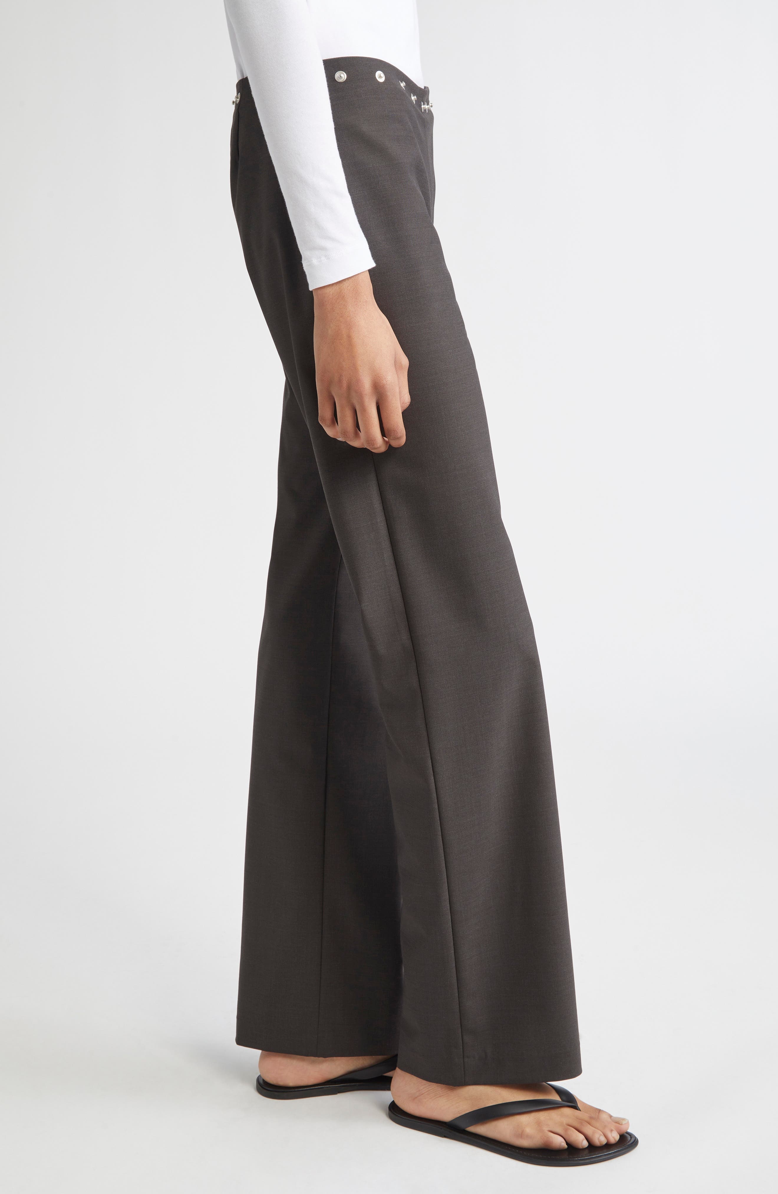 Paloma Wool Dain Snap Detail Bootcut Trousers in Brown at Nordstrom - 4
