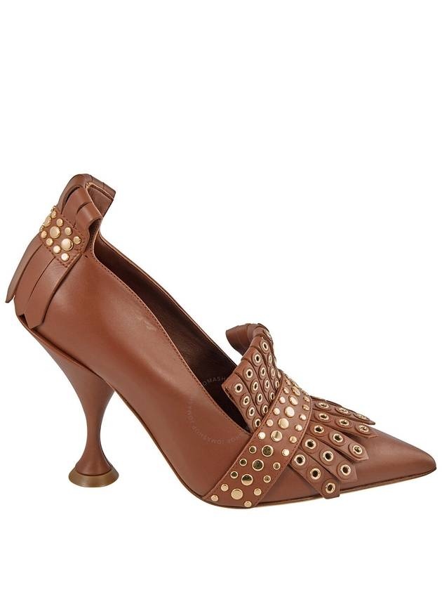 Kilty Fringe Coat Pumps Heel Brown 2